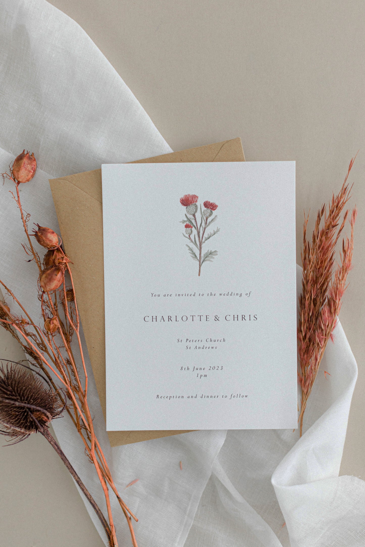 Scottish Thistle Wedding Invitation Suite