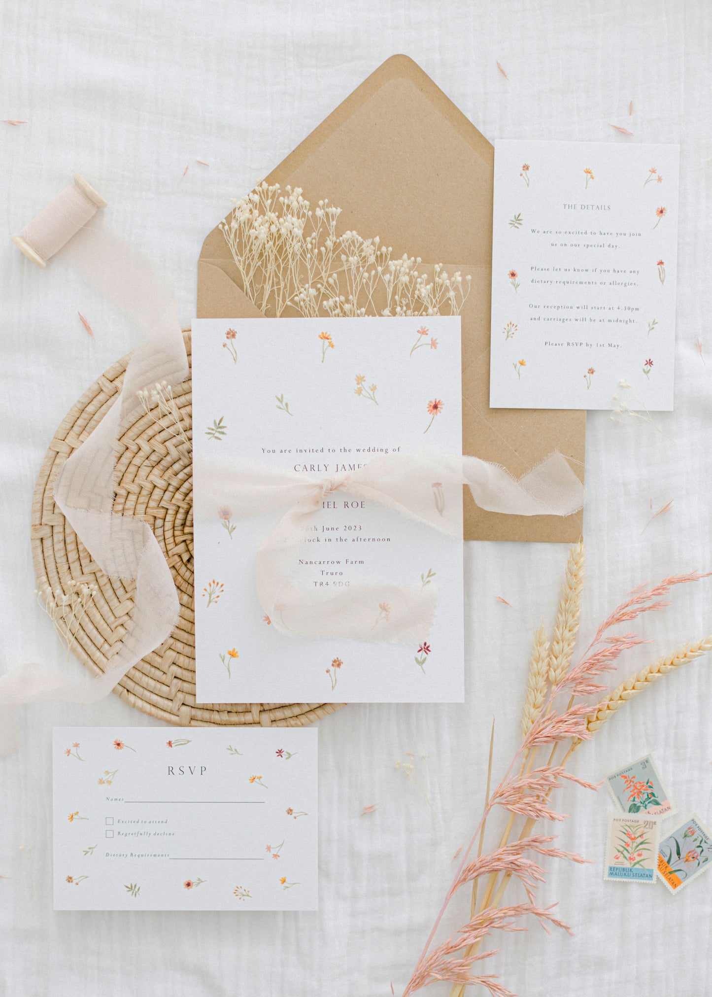 Tiny Florals Wedding Invitation Suite