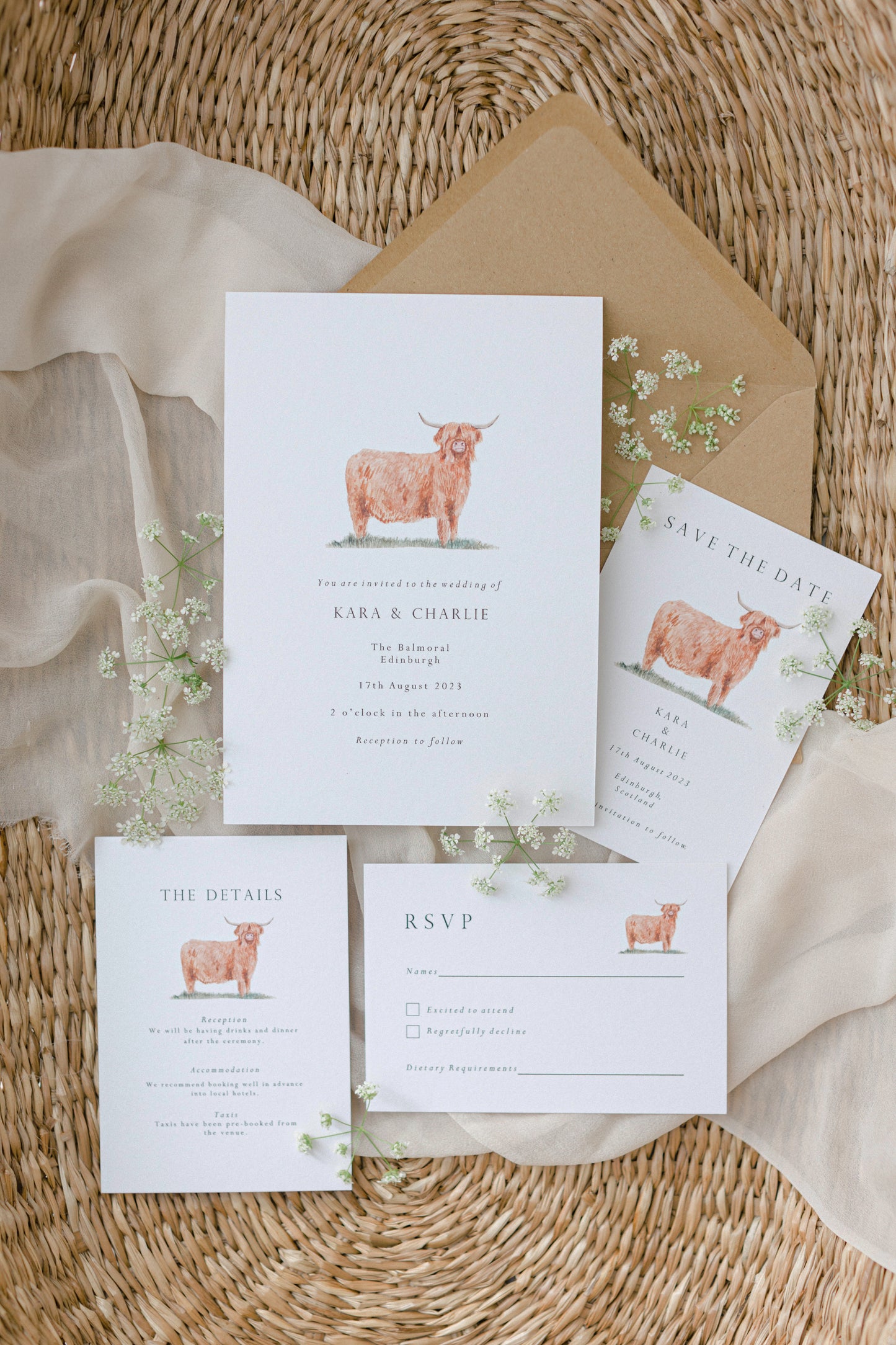 Highland Cow Scottish Wedding Invitation
