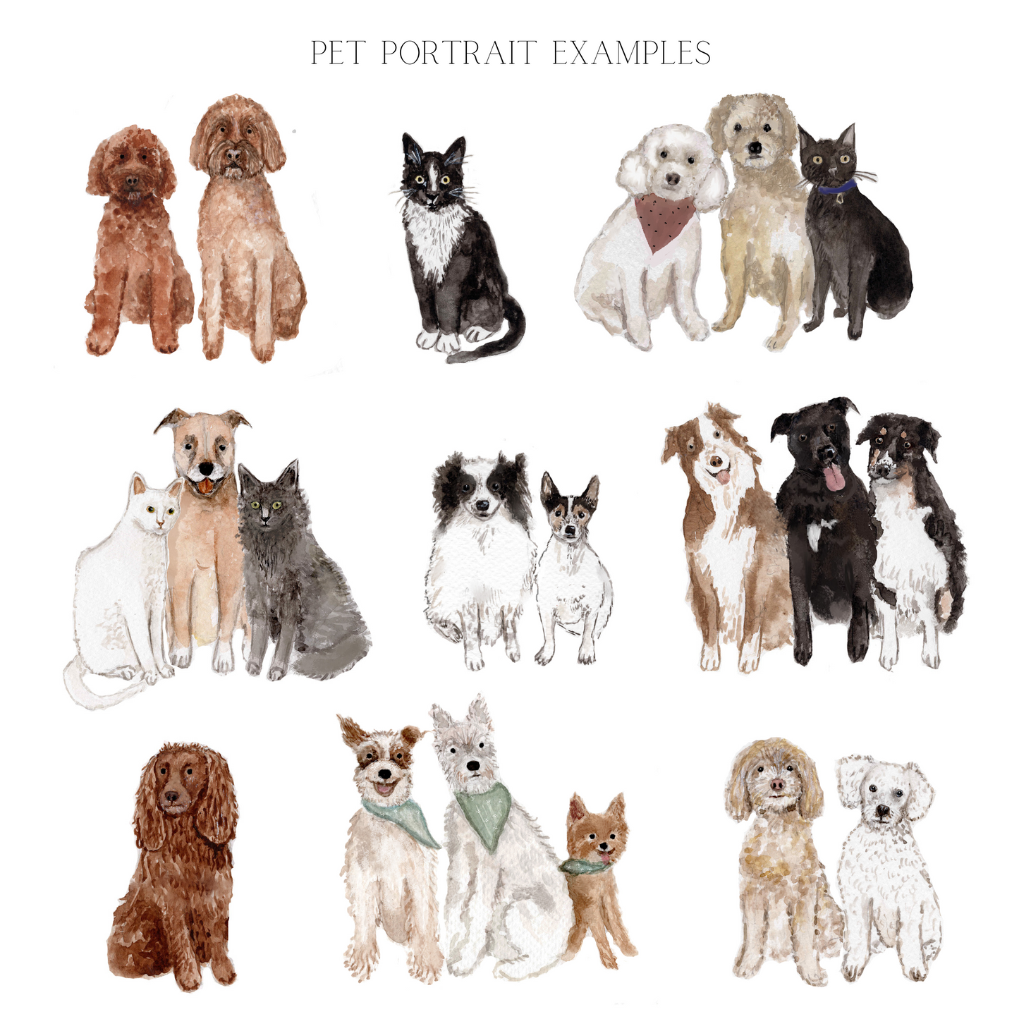 Watercolour Pet Portrait Wedding Save the Date
