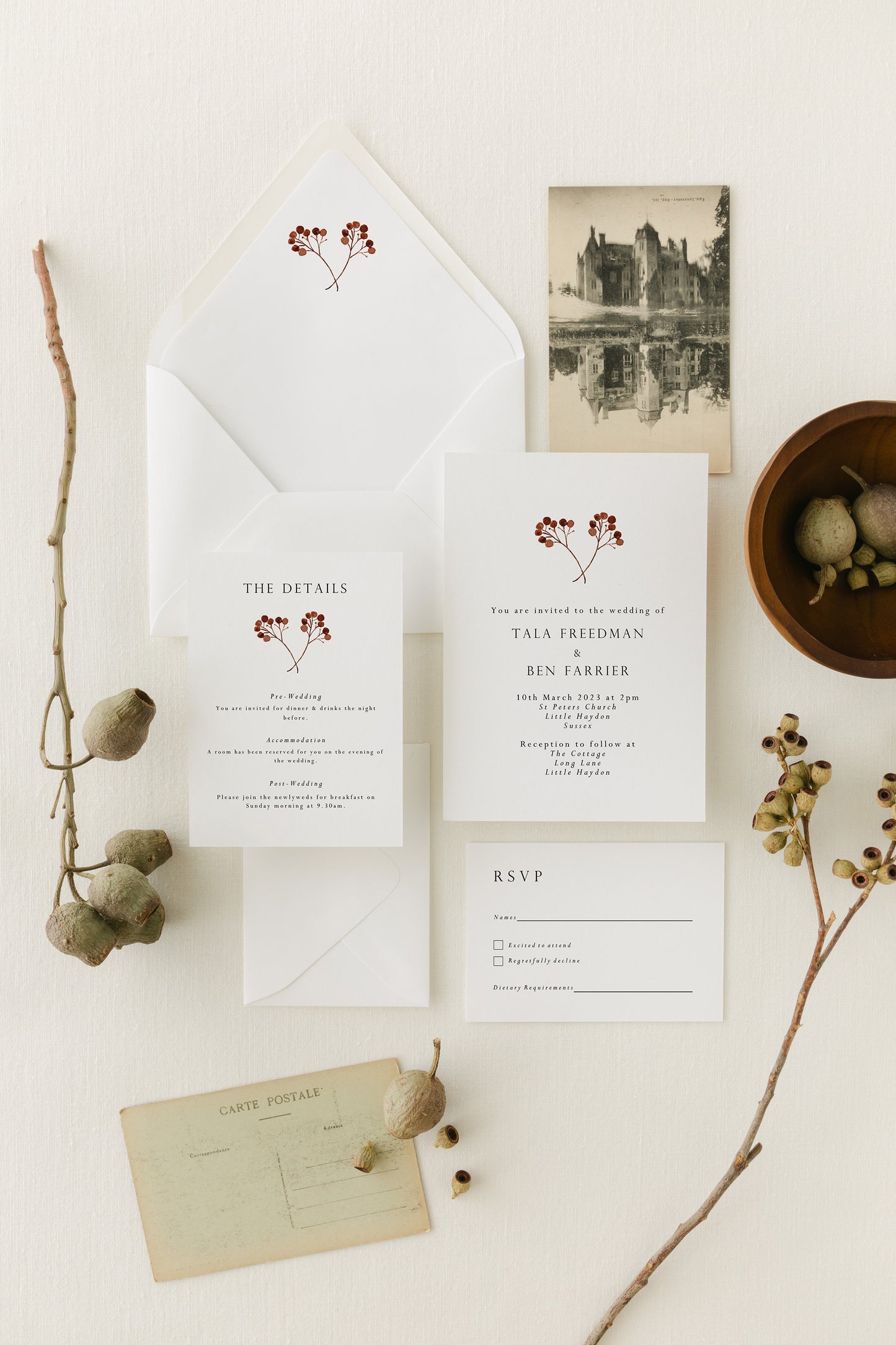 Autumn Branch Wedding Invitation Suite