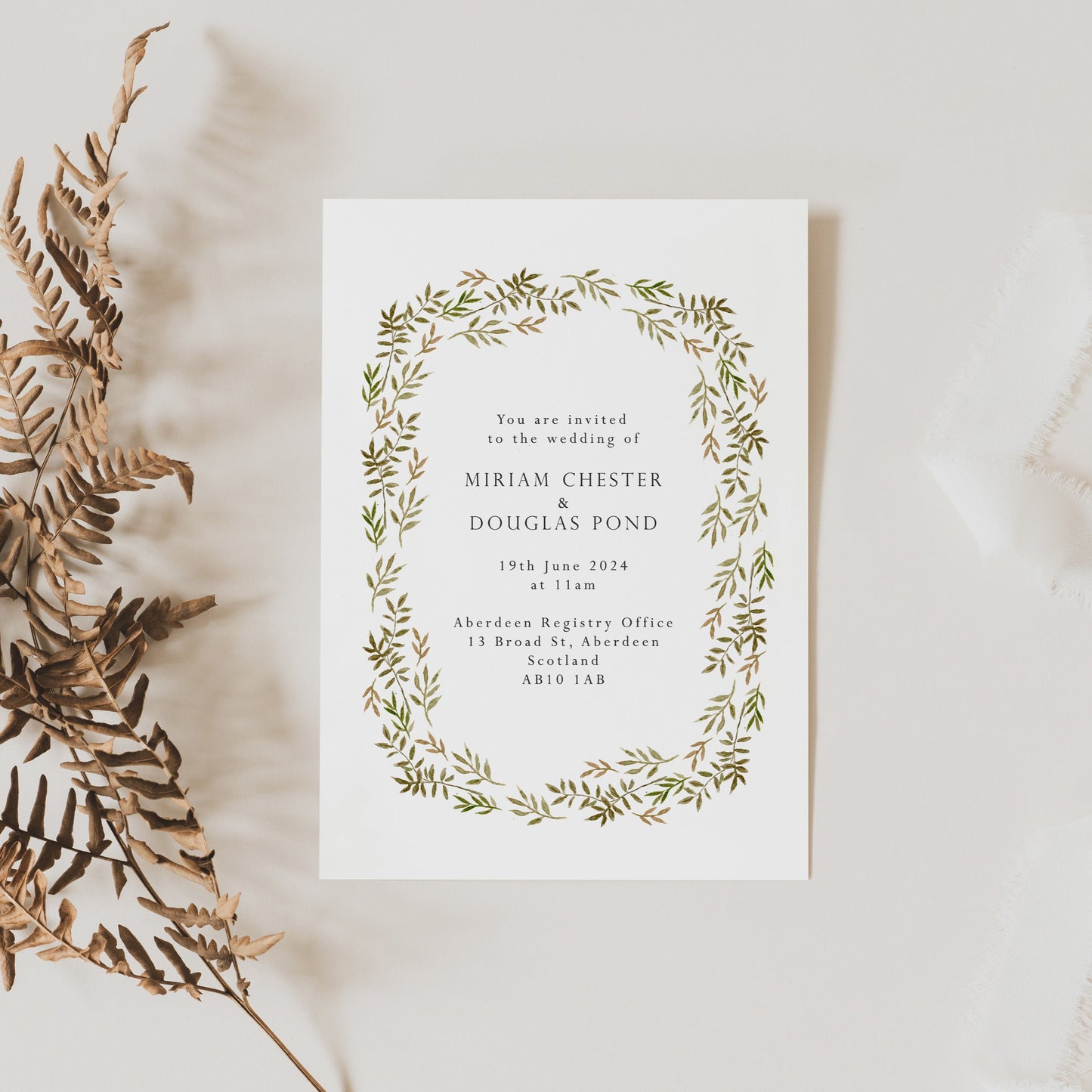 Greenery Border Wedding Invitation Suite