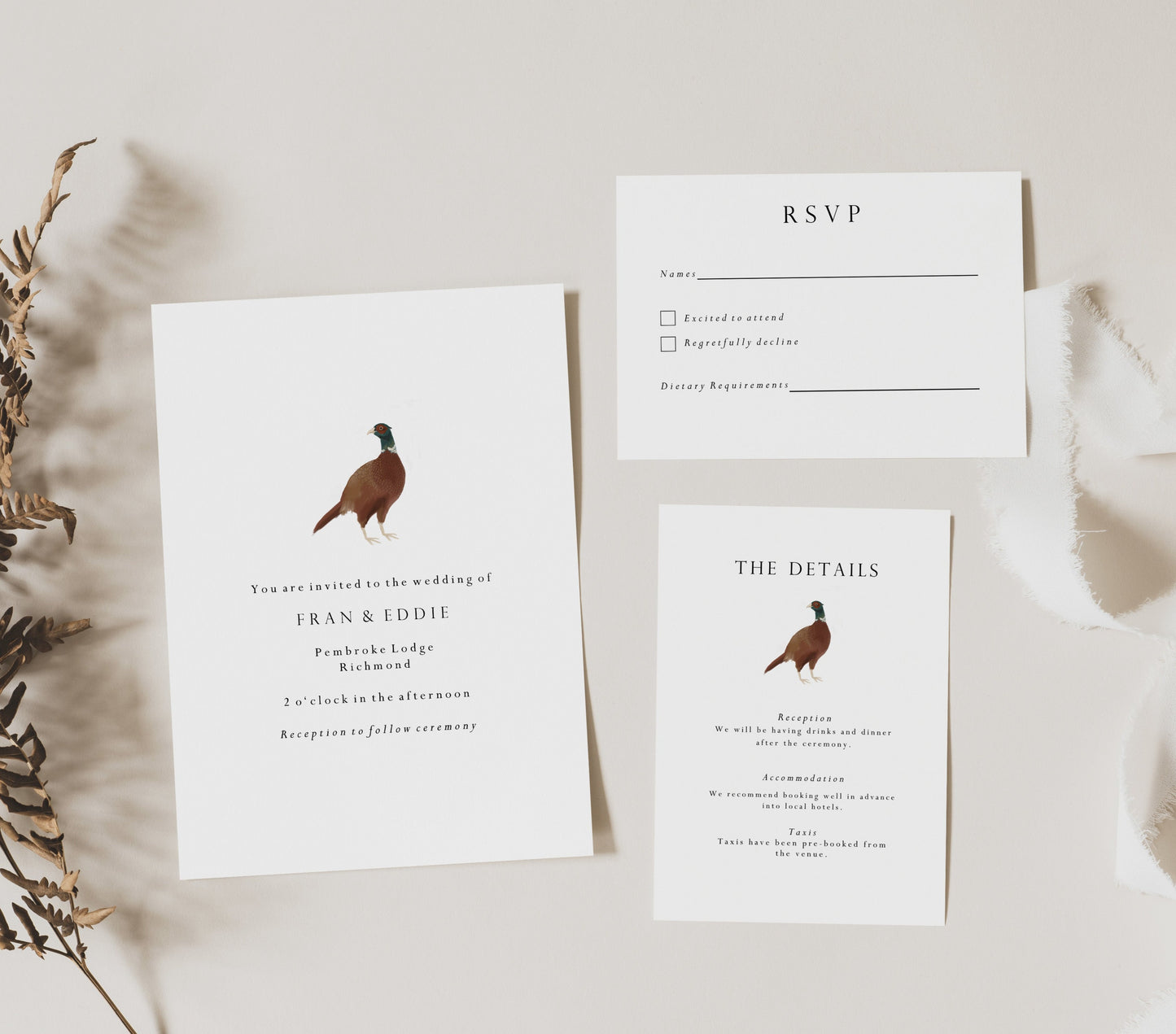 Pheasant Wedding Invitation