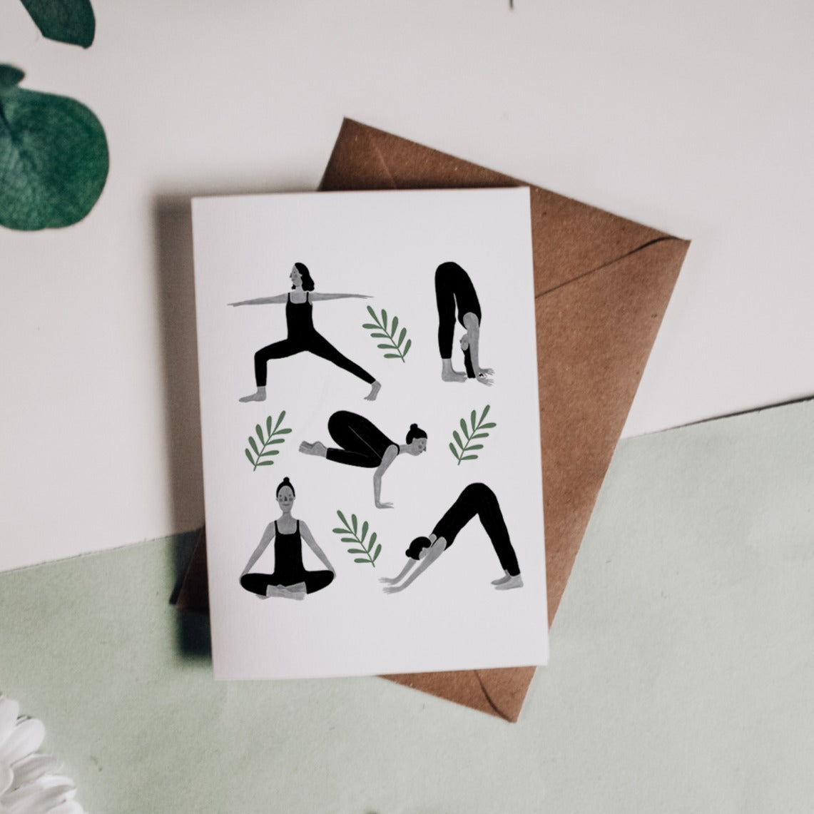 Yoga Poses Illustrated Greeting Card