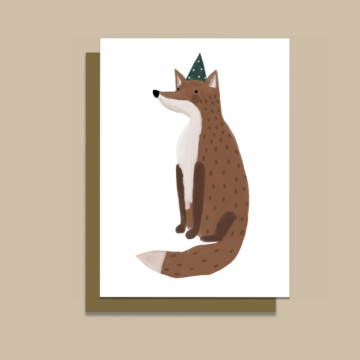 Fox in Party Hat Illustrated Greeting Card