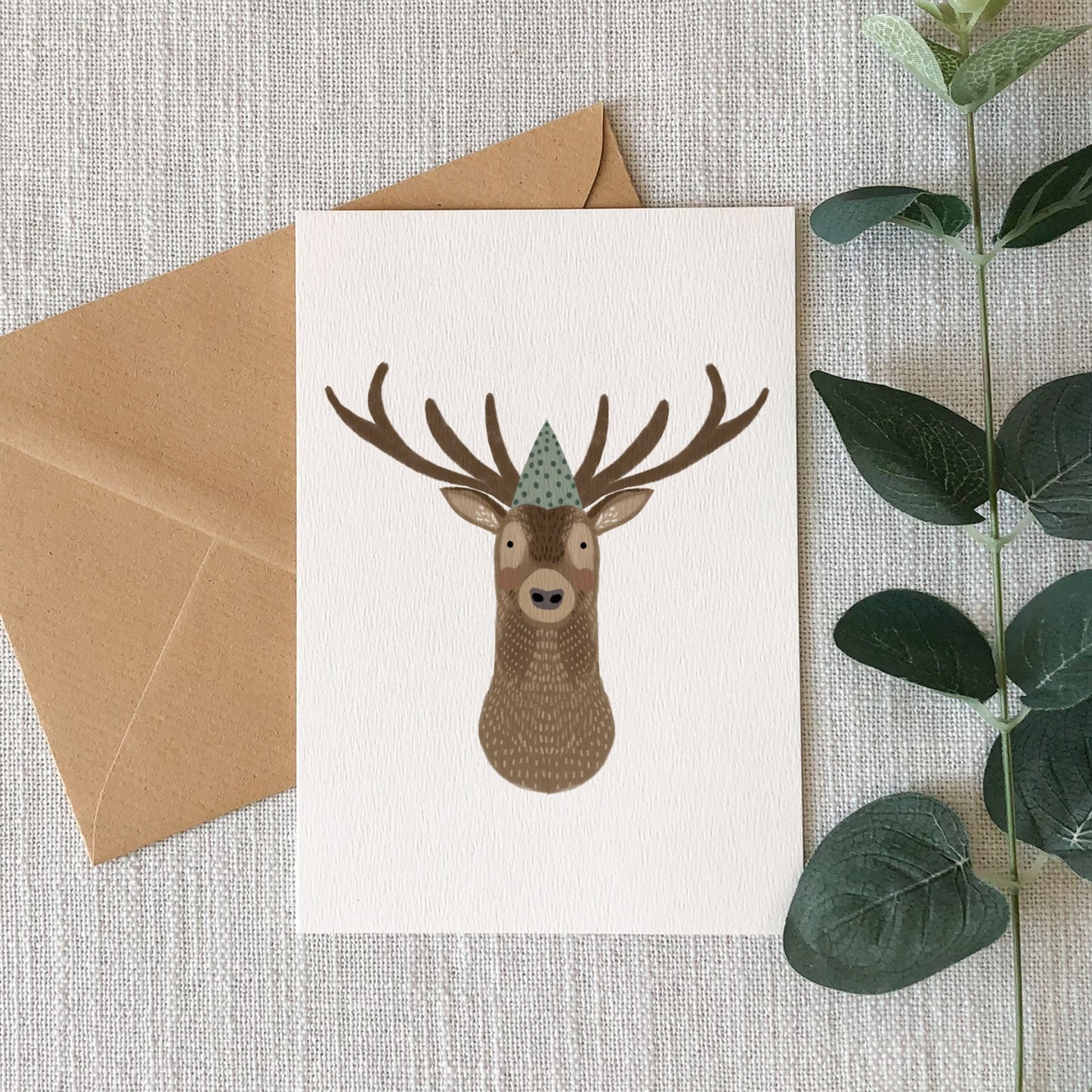 Deer in Party Hat Card