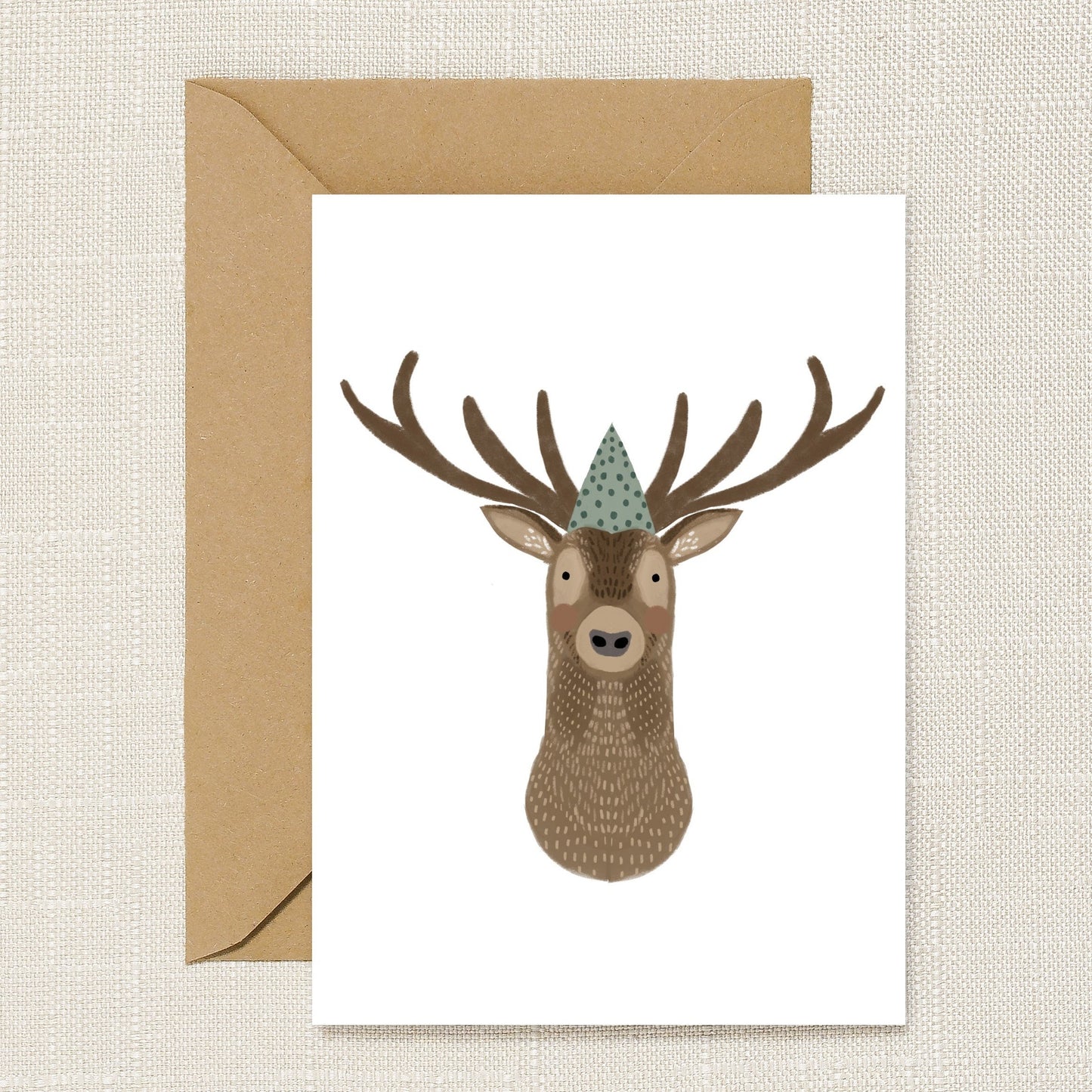 Deer in Party Hat Card