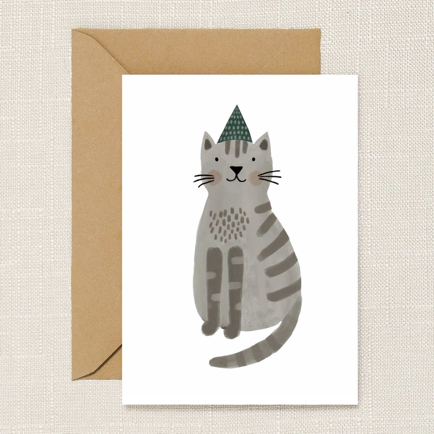 Cat in Party Hat Greeting Card