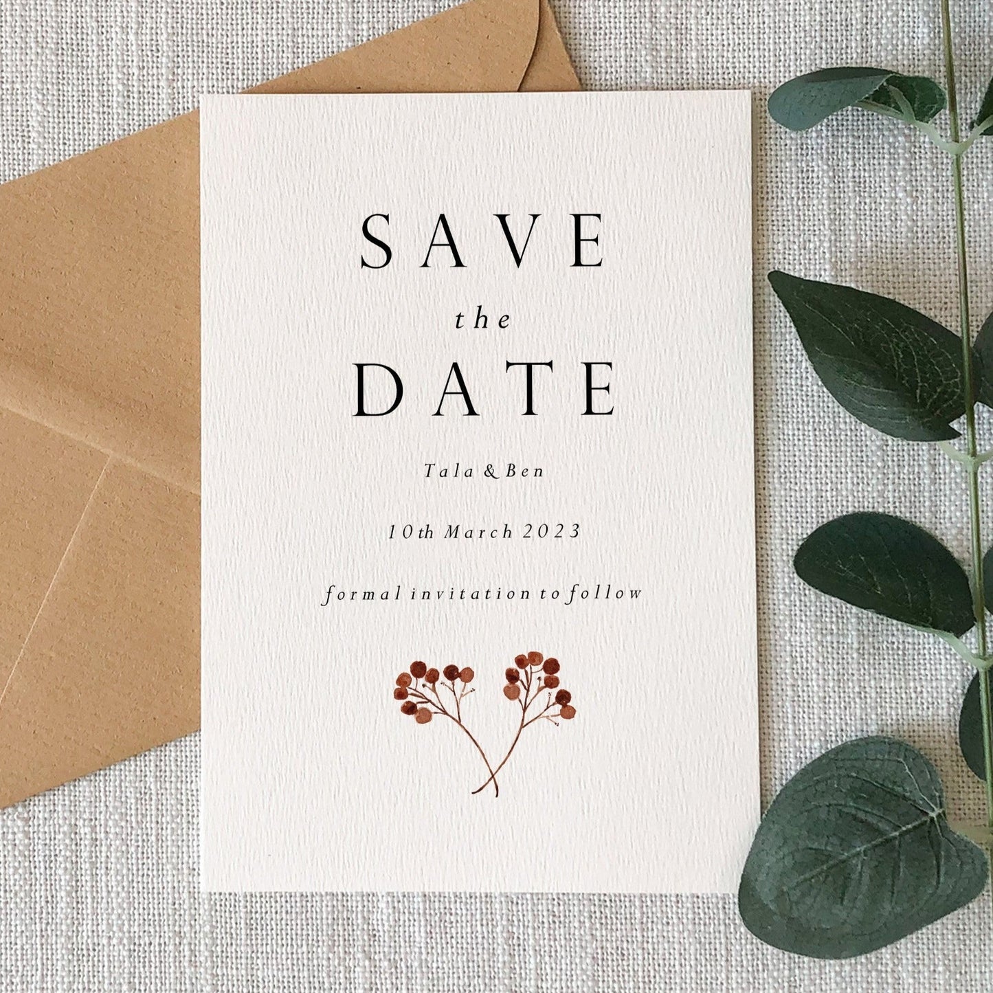 Minimal Autumn Branch Wedding Save the Date