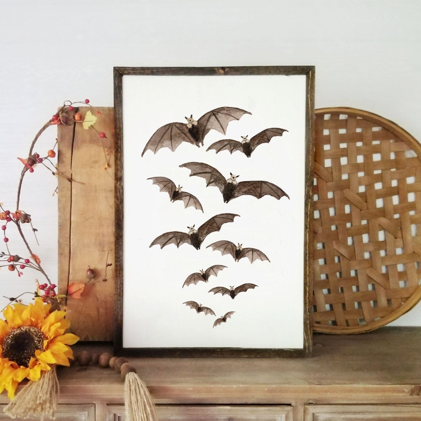 Halloween Bats Watercolour Art Print