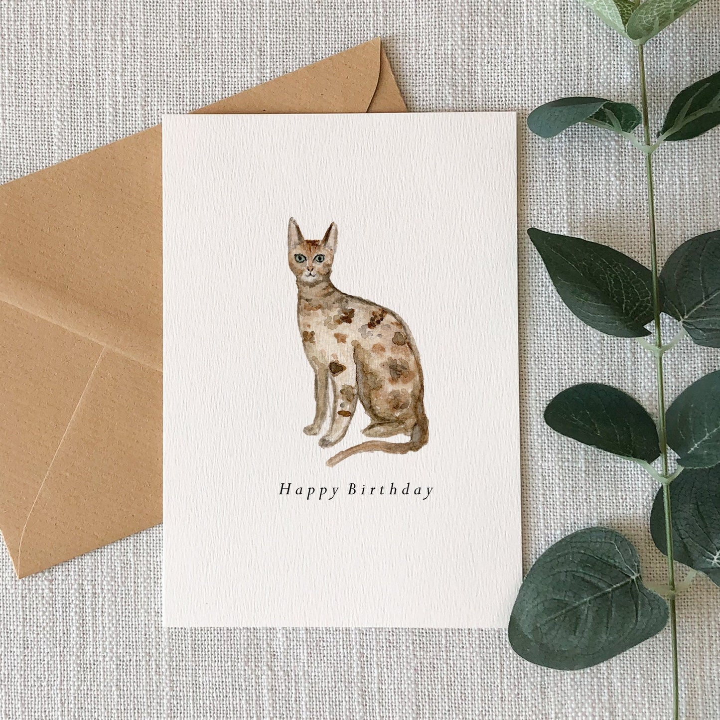 Bengal Cat Birthday Card by HeatherLucyJ. Pet Portrait Cat Greeting Card