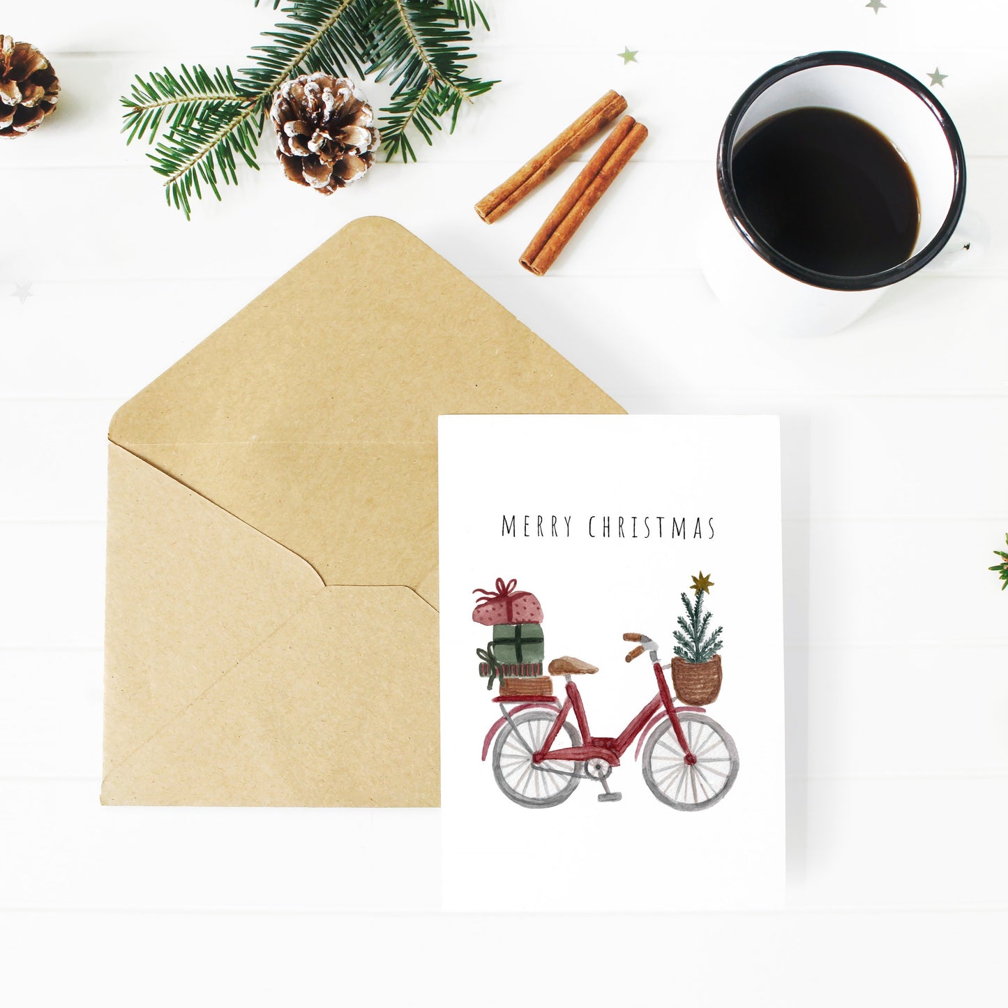 Festive Red Bicycle Christmas Card