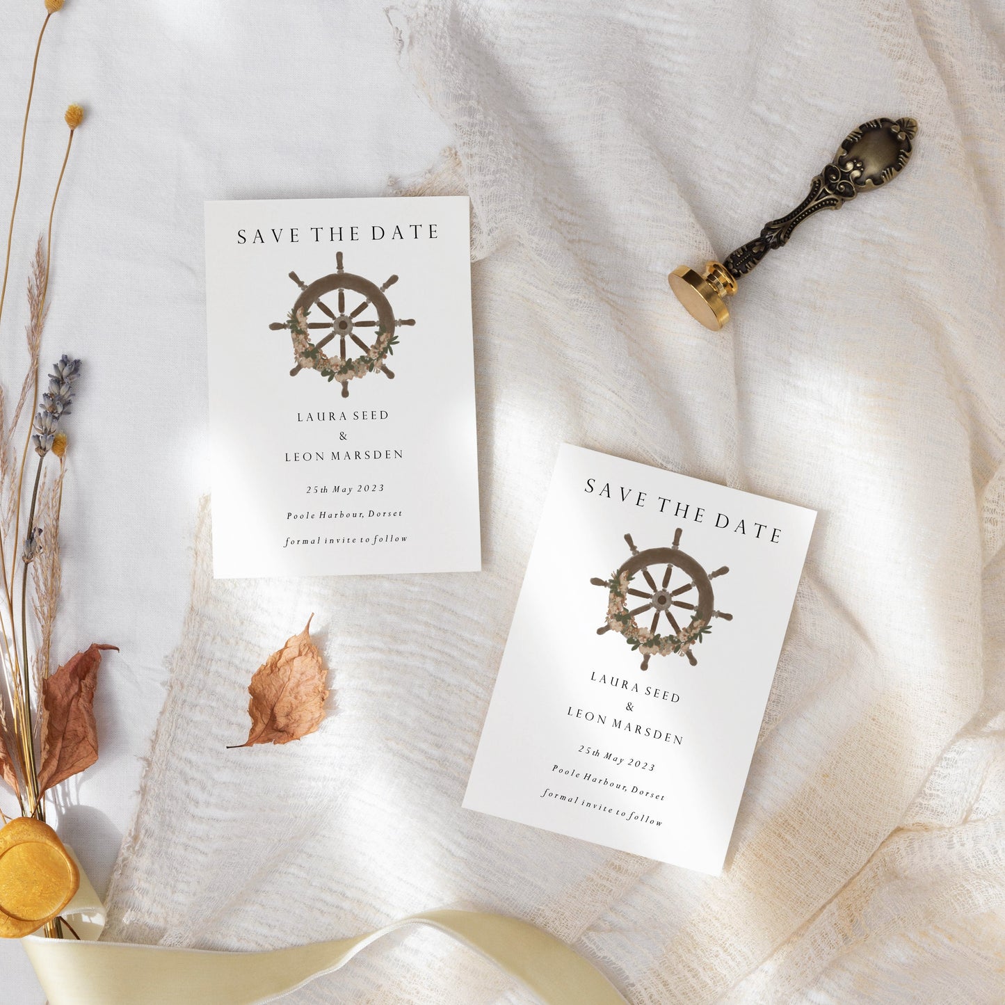 Nautical Boat Wheel Save the Date