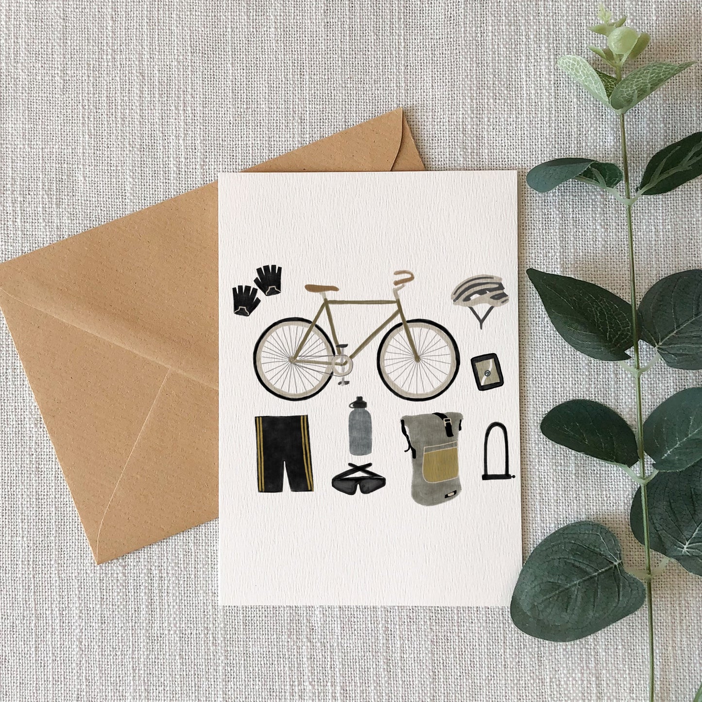 Cycling Essentials Illustrated Greeting Card