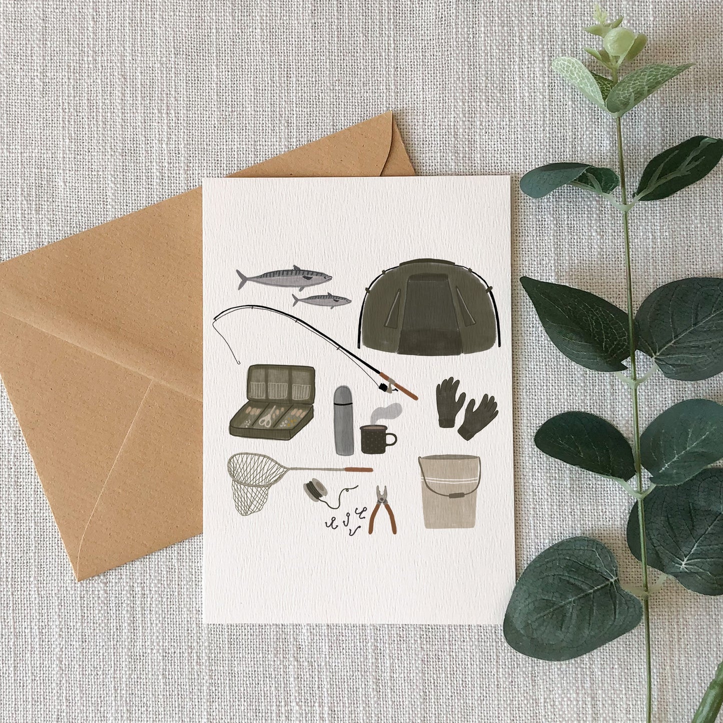 Fishing Essentials Illustrated Greeting Card