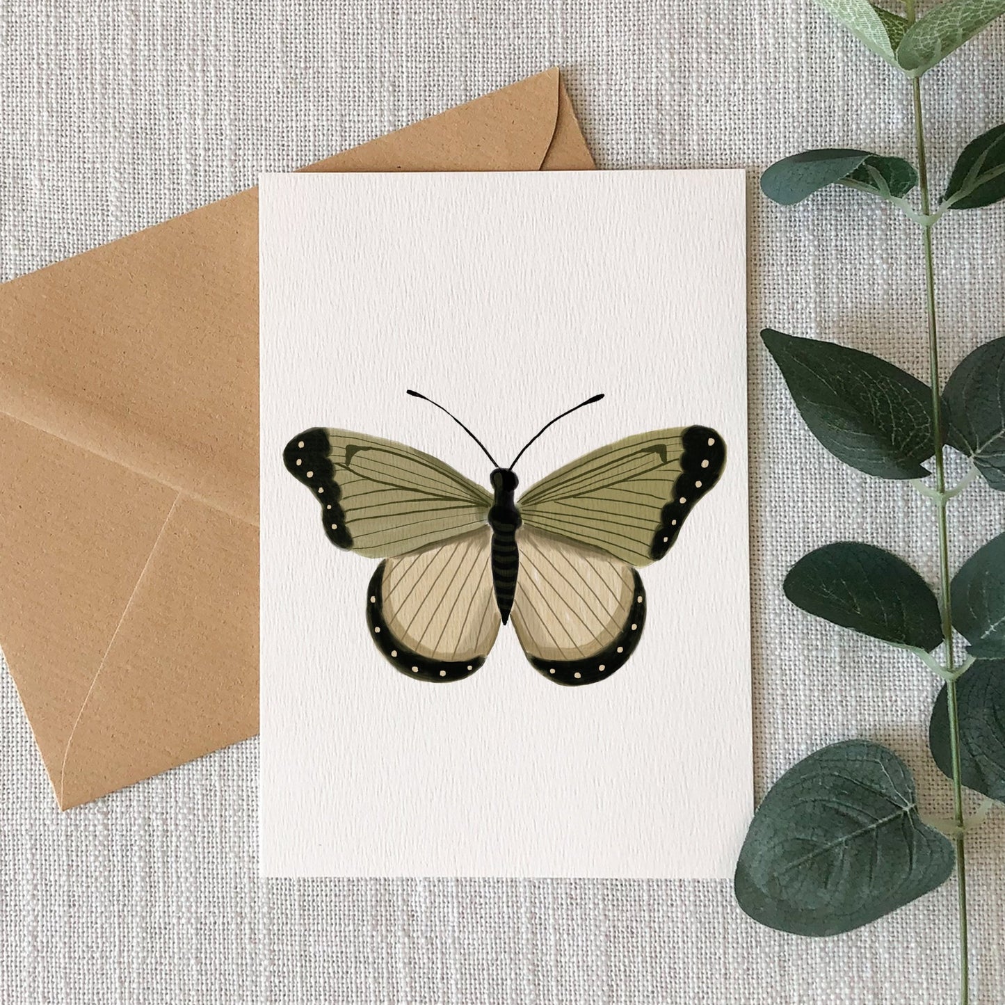 Green & White Butterfly Card