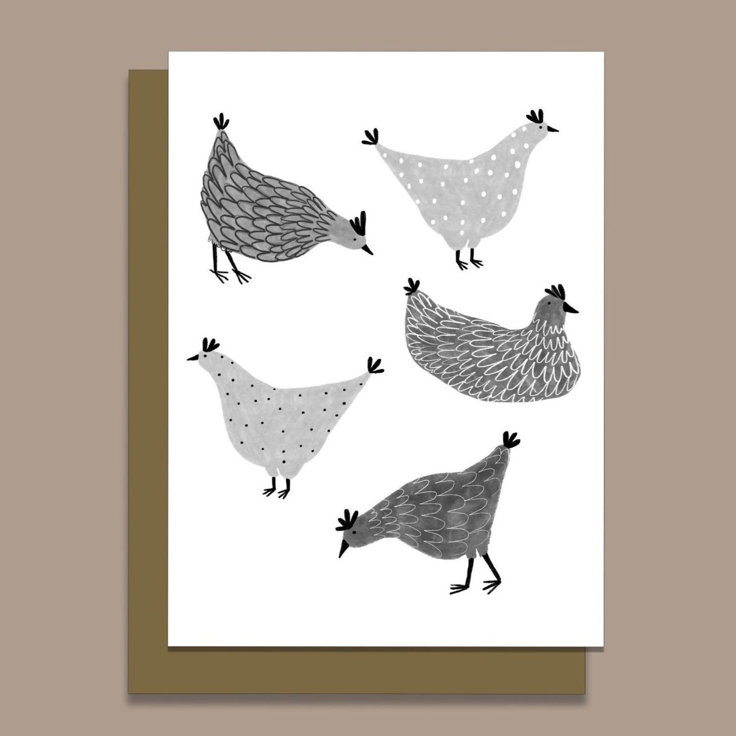 Grey Chickens Greeting Card