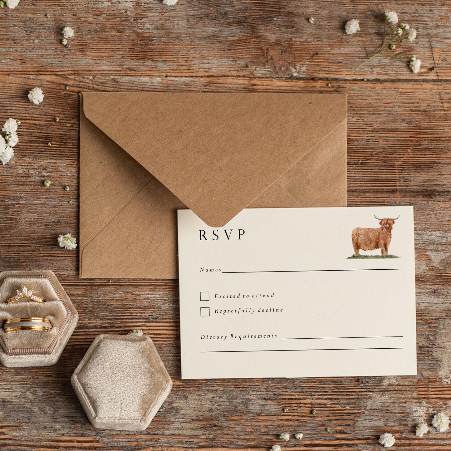 Highland Cow Scottish Wedding Invitation
