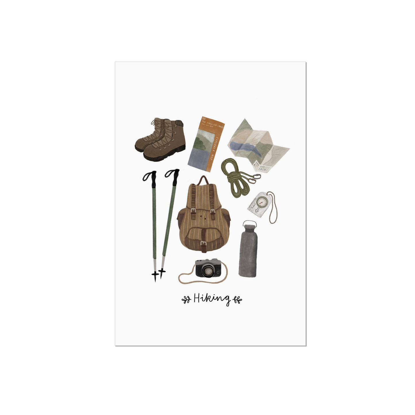 Hiking Essentials Art Print