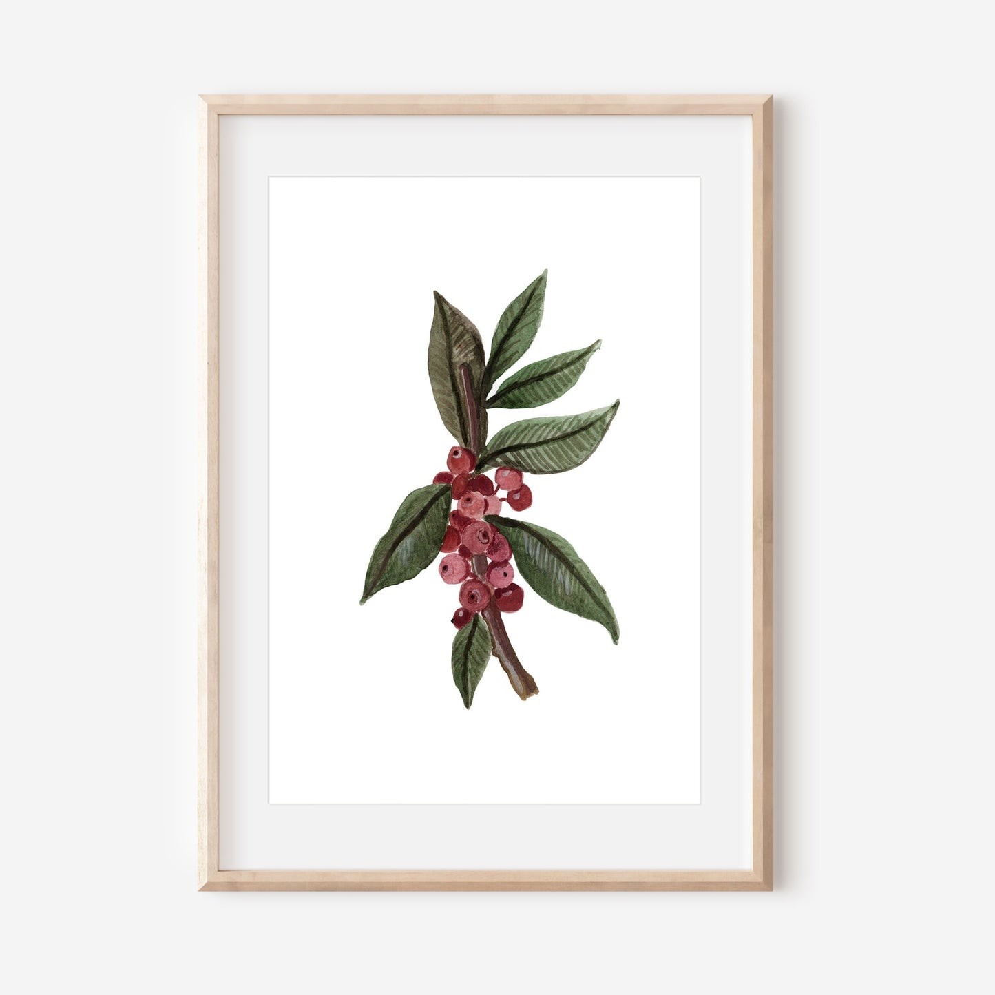 Watercolour Holly Berries Art Print