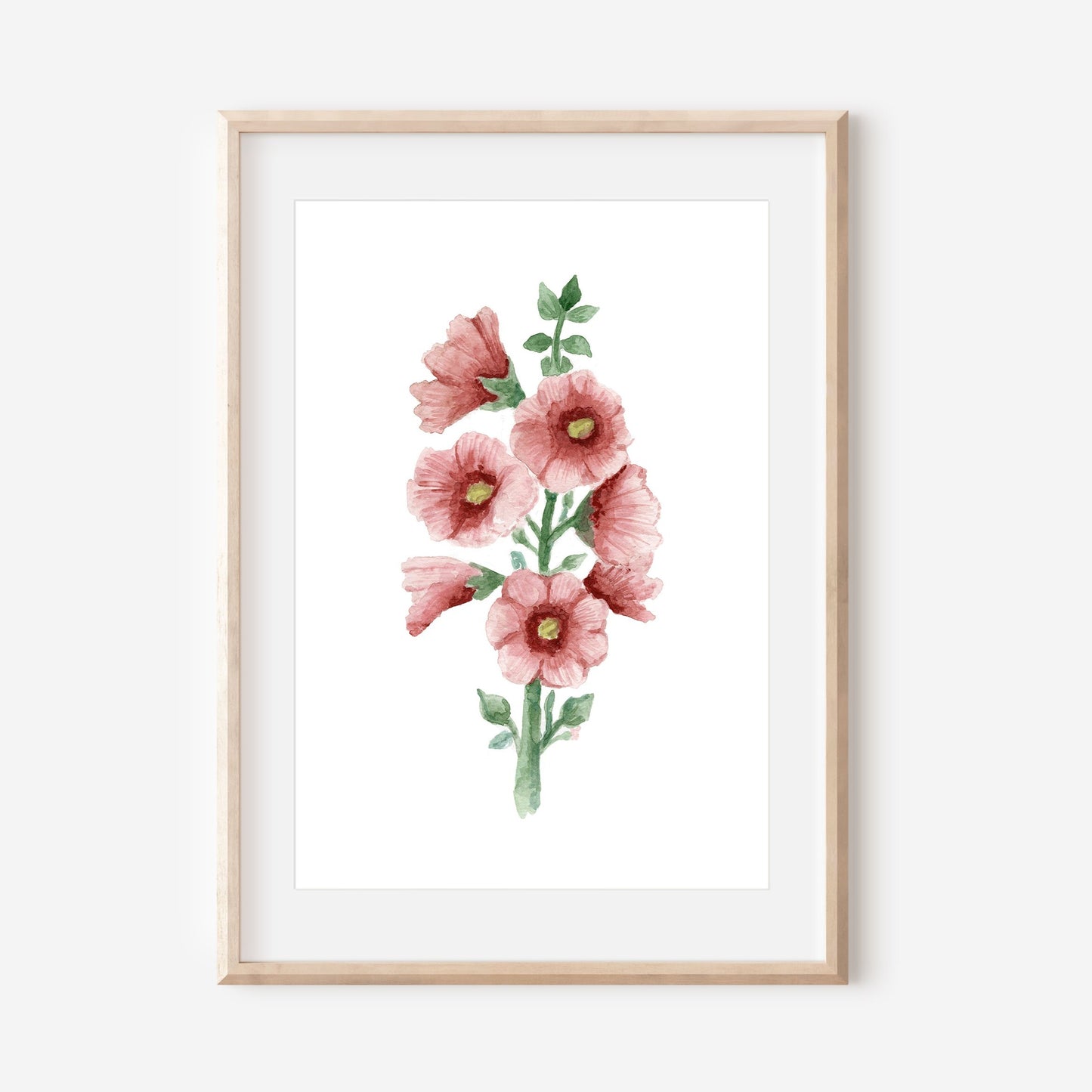 Watercolour Hollyhocks Art Print