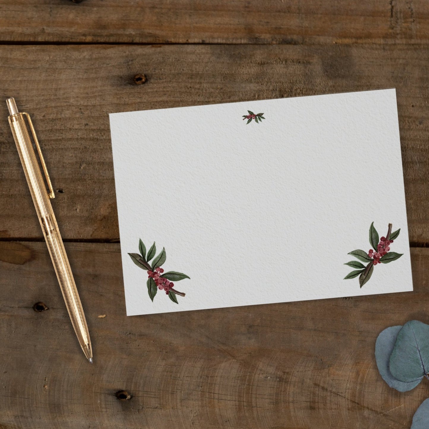 Set of Holly Leaf Notecards