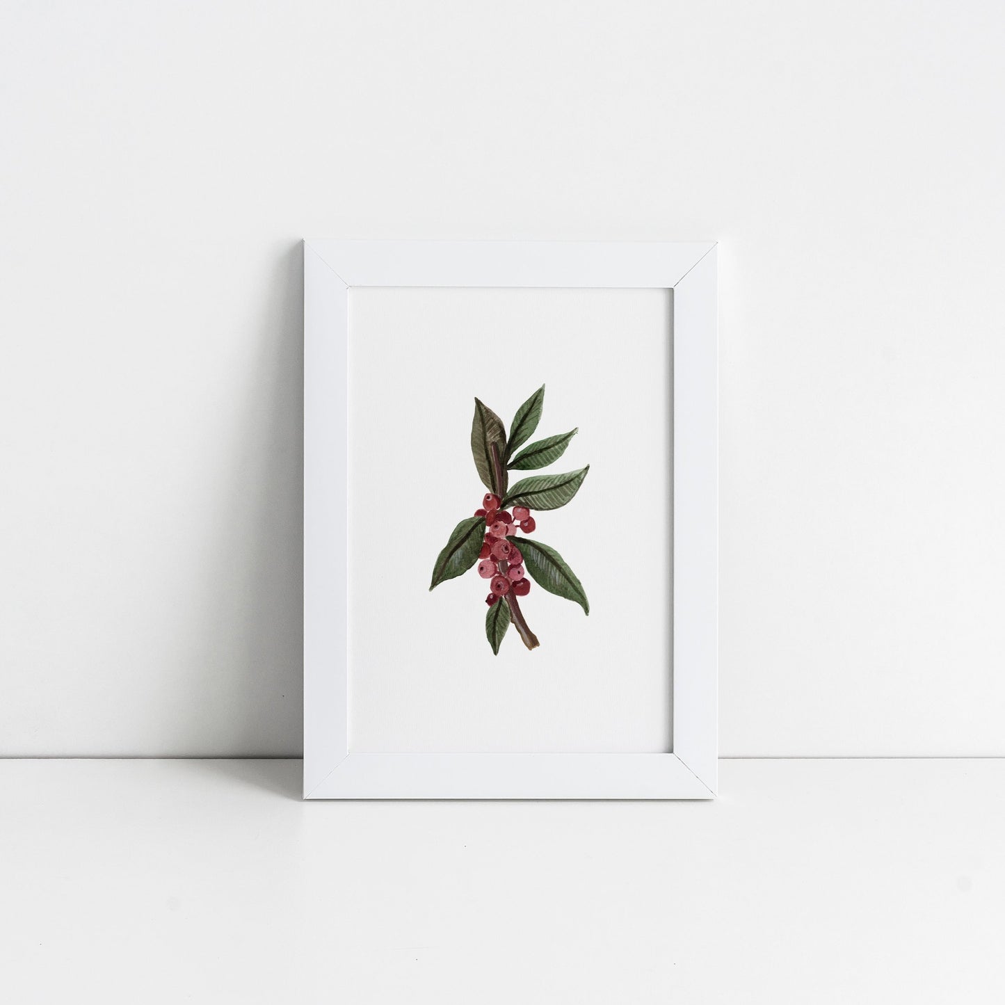 Watercolour Holly Berries Art Print