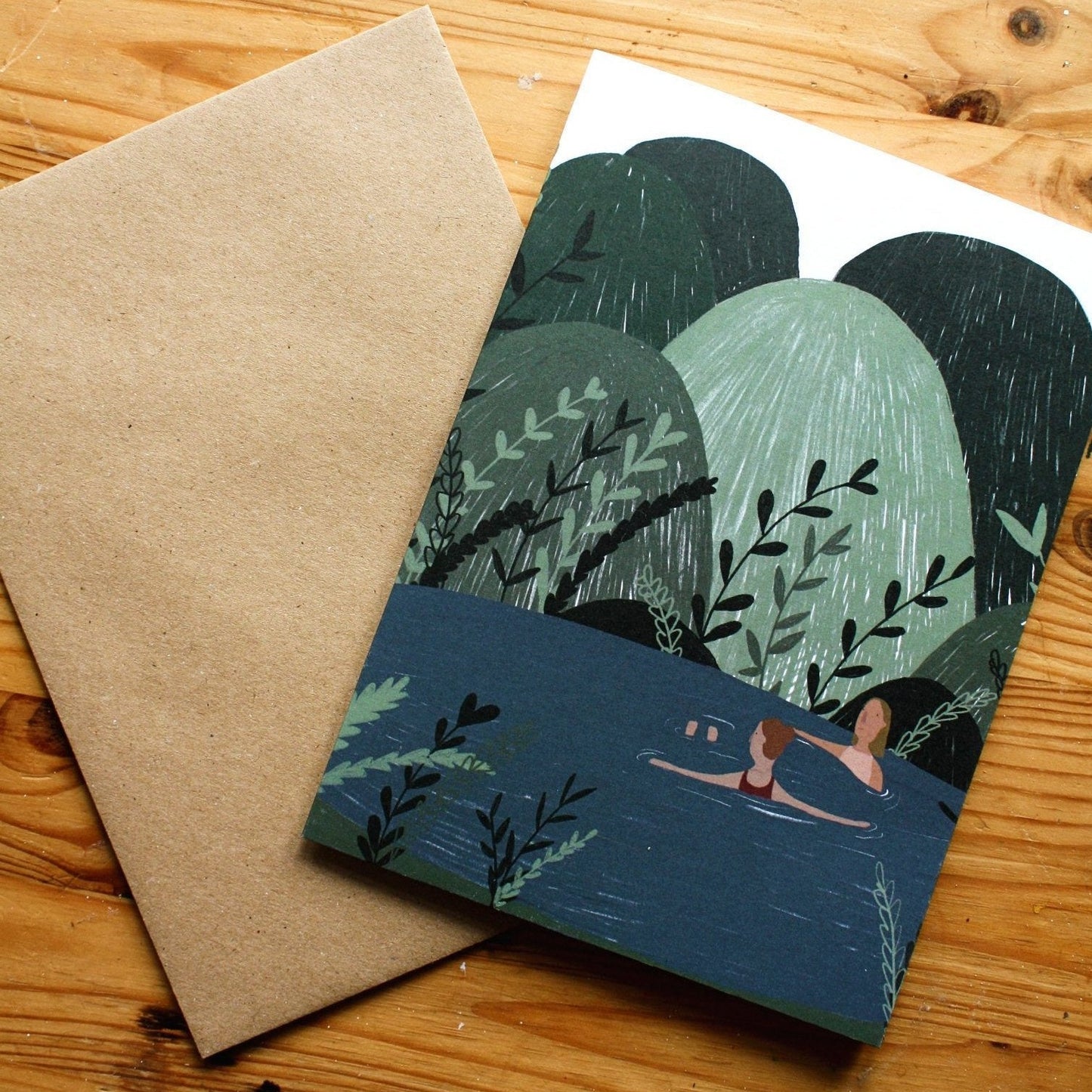Wild Swimming Illustrated Greeting Card