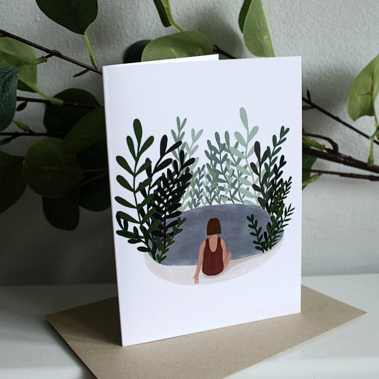 Wild Swimming Pond Illustrated Greeting Card
