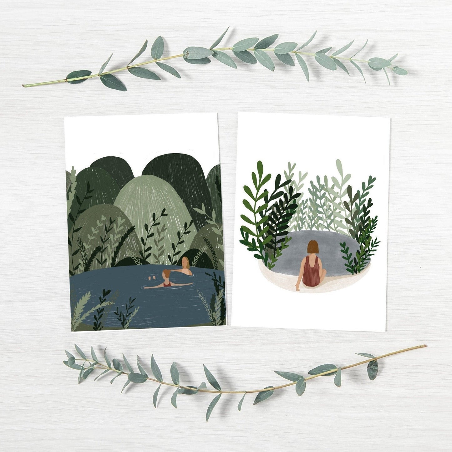 Set of 2 Wild Swimming Greeting Cards