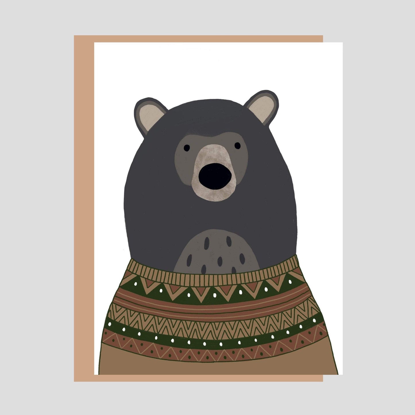 Bear in Winter Jumper Greeting Card