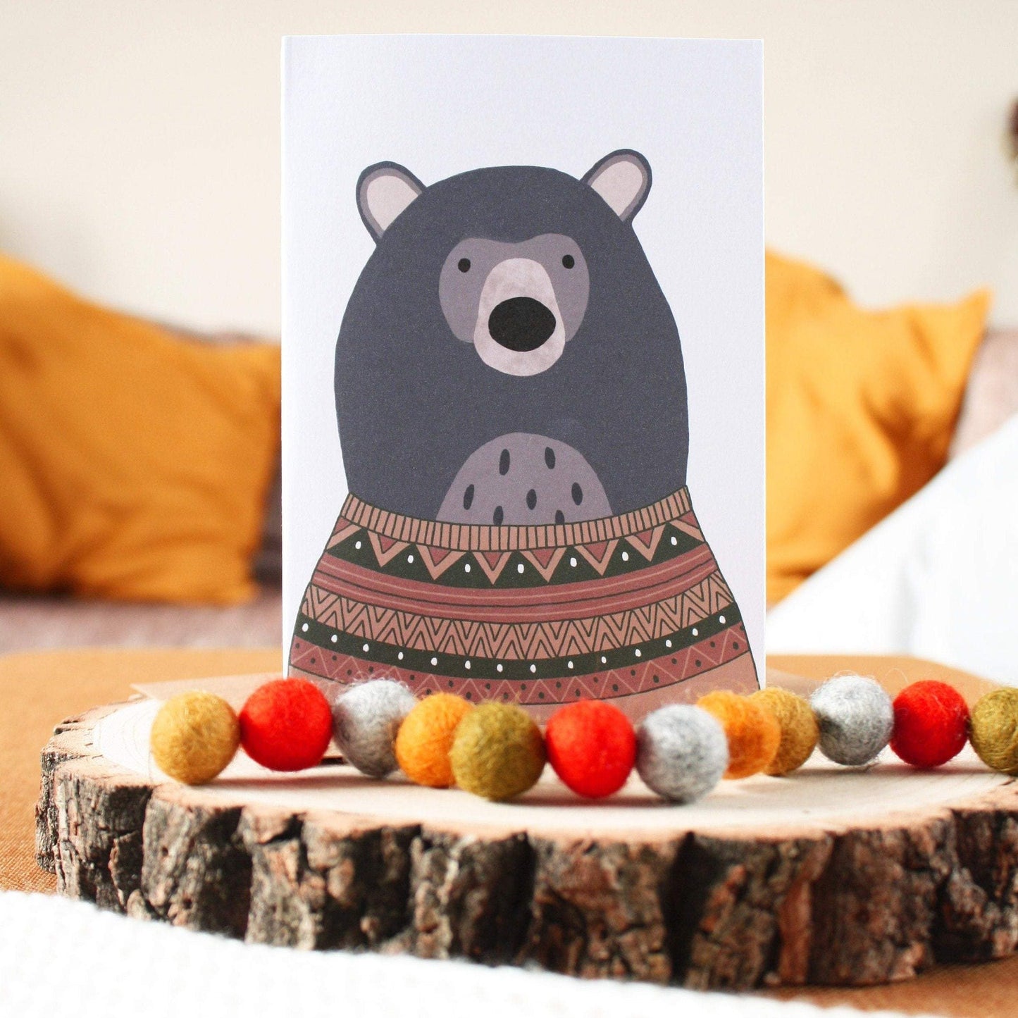 Bear in Winter Jumper Greeting Card
