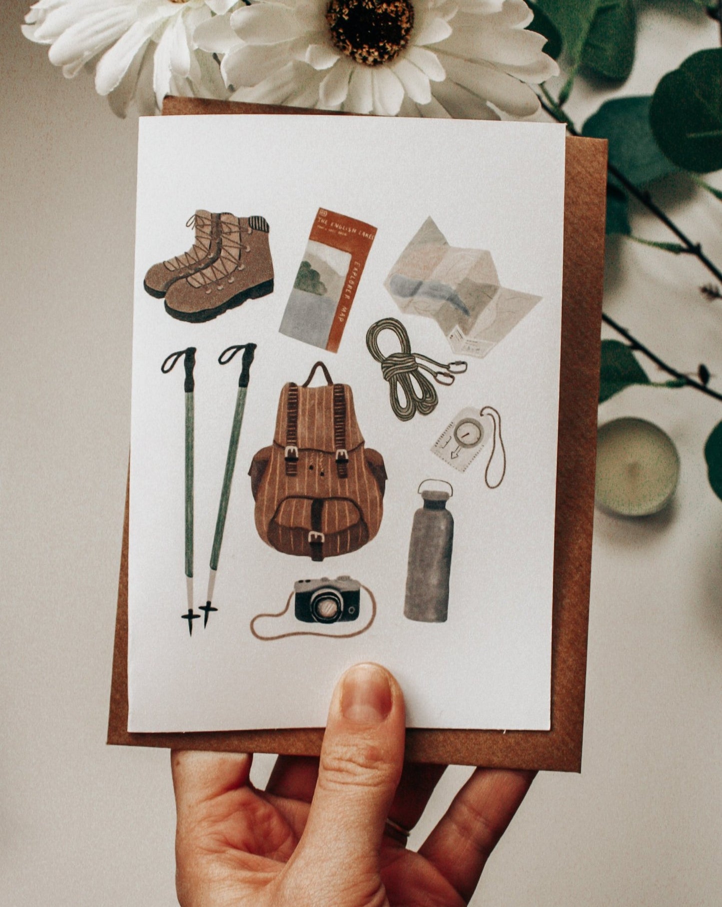 Hiking Illustrated Greeting Card