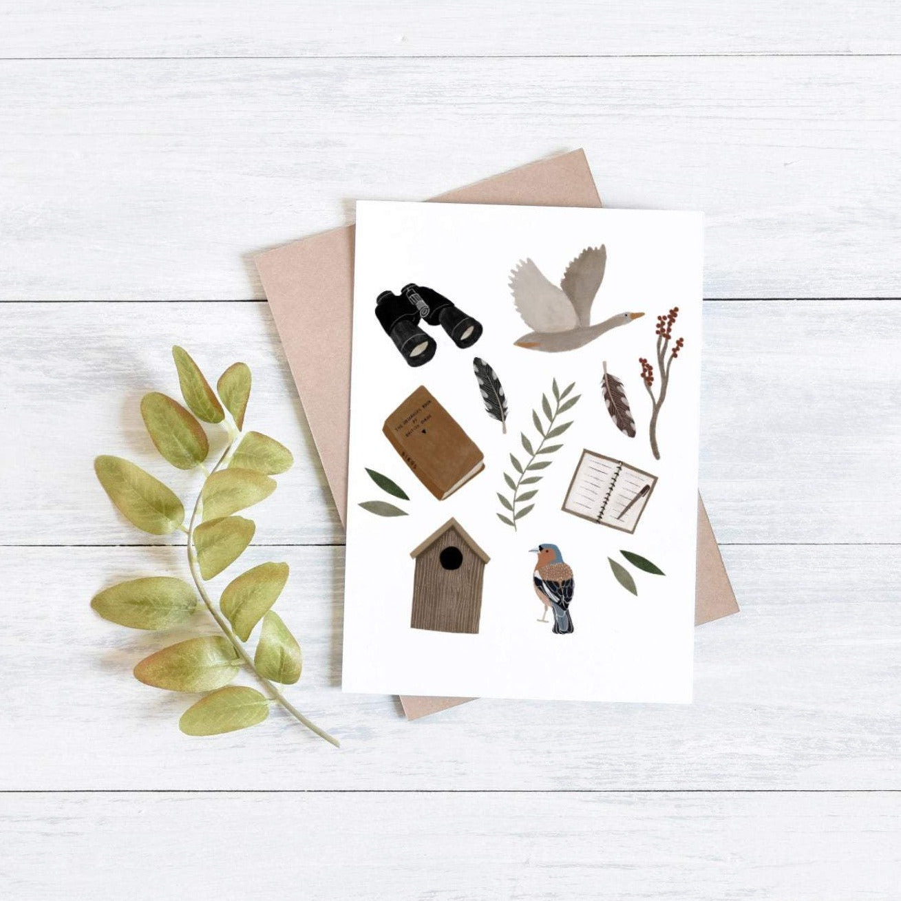 Birdwatching Illustrated Greeting Card