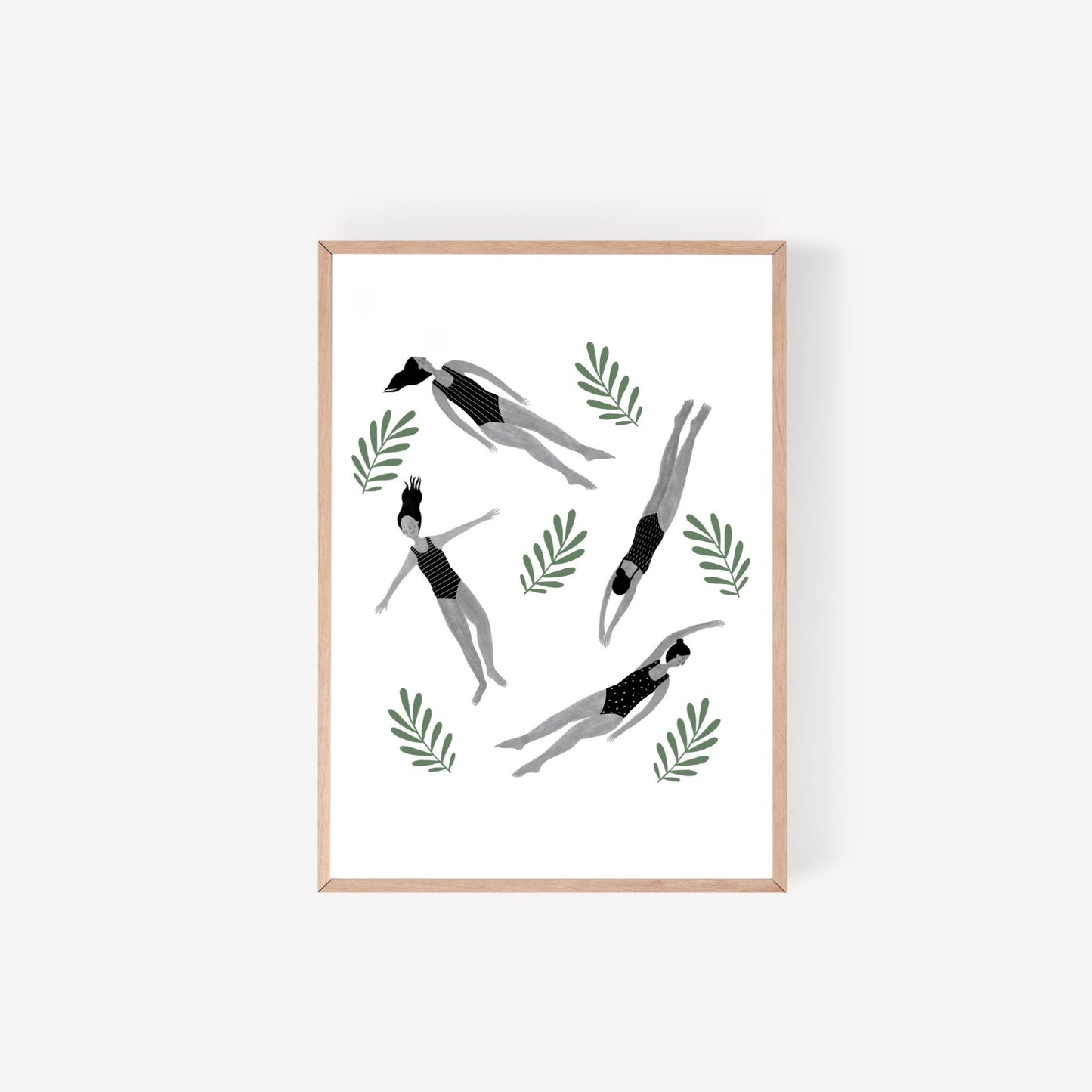 Set of 2 Prints | Wild Swimming & Yoga | Outdoor Swimming | Yogi Decor | Nature Artwork | Black and White Decor | Swimmer Gift | Print Pair