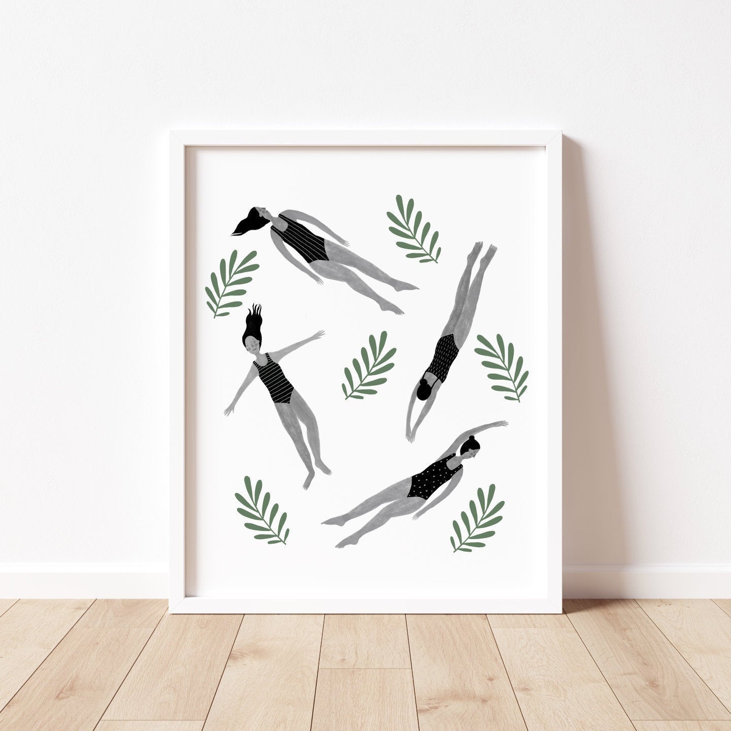 Set of 2 Prints | Wild Swimming & Yoga | Outdoor Swimming | Yogi Decor | Nature Artwork | Black and White Decor | Swimmer Gift | Print Pair