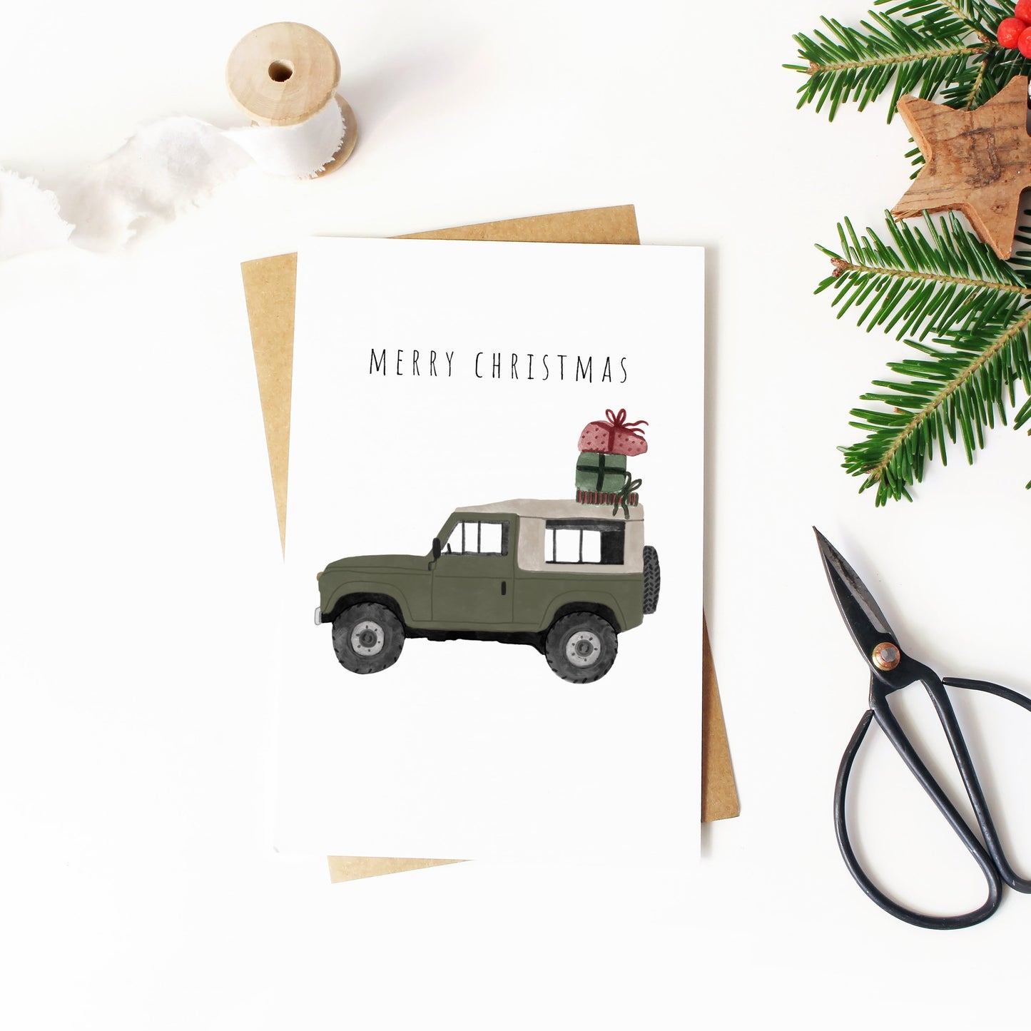 Green 4x4 Christmas Card