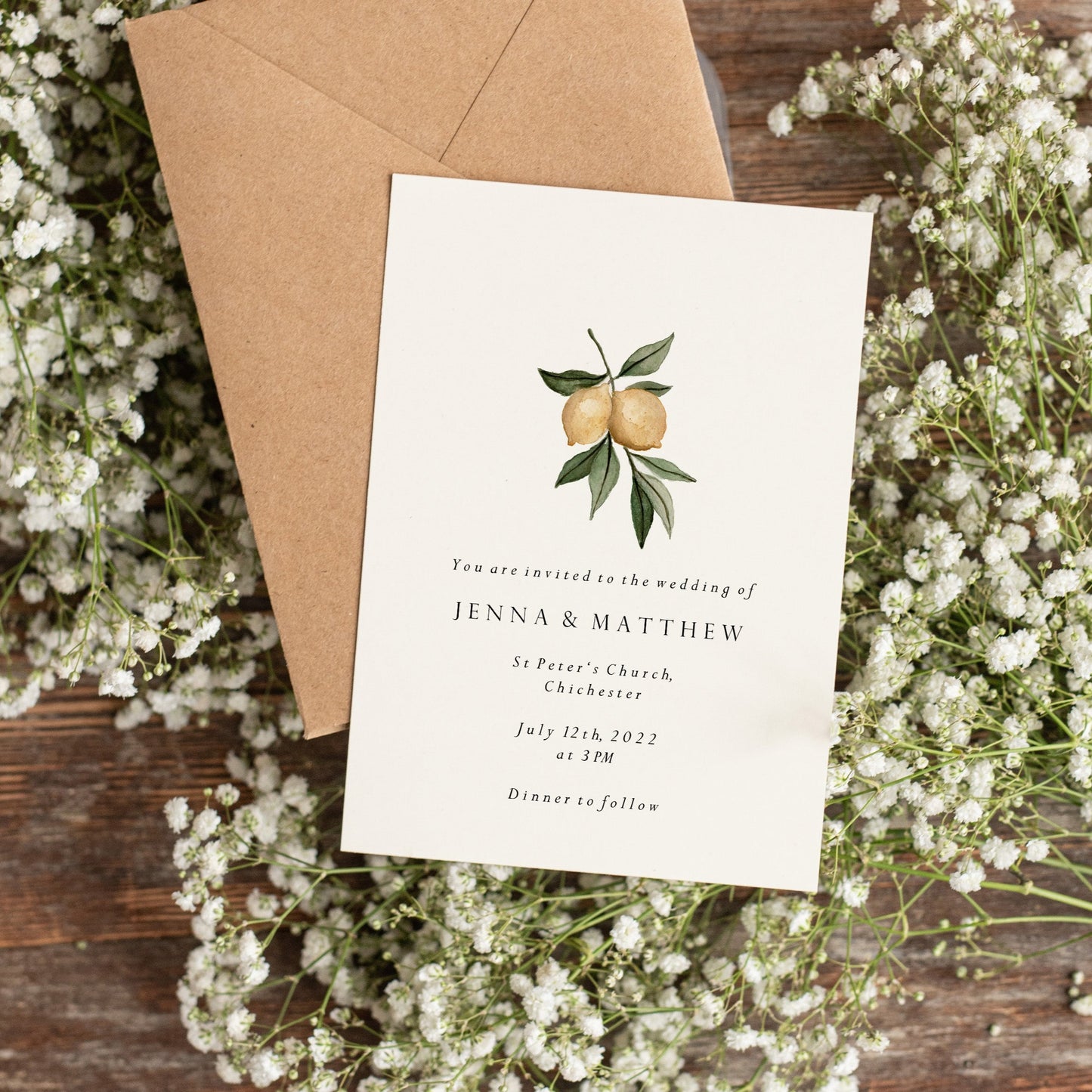 Lemon Fruit Wedding Invitation
