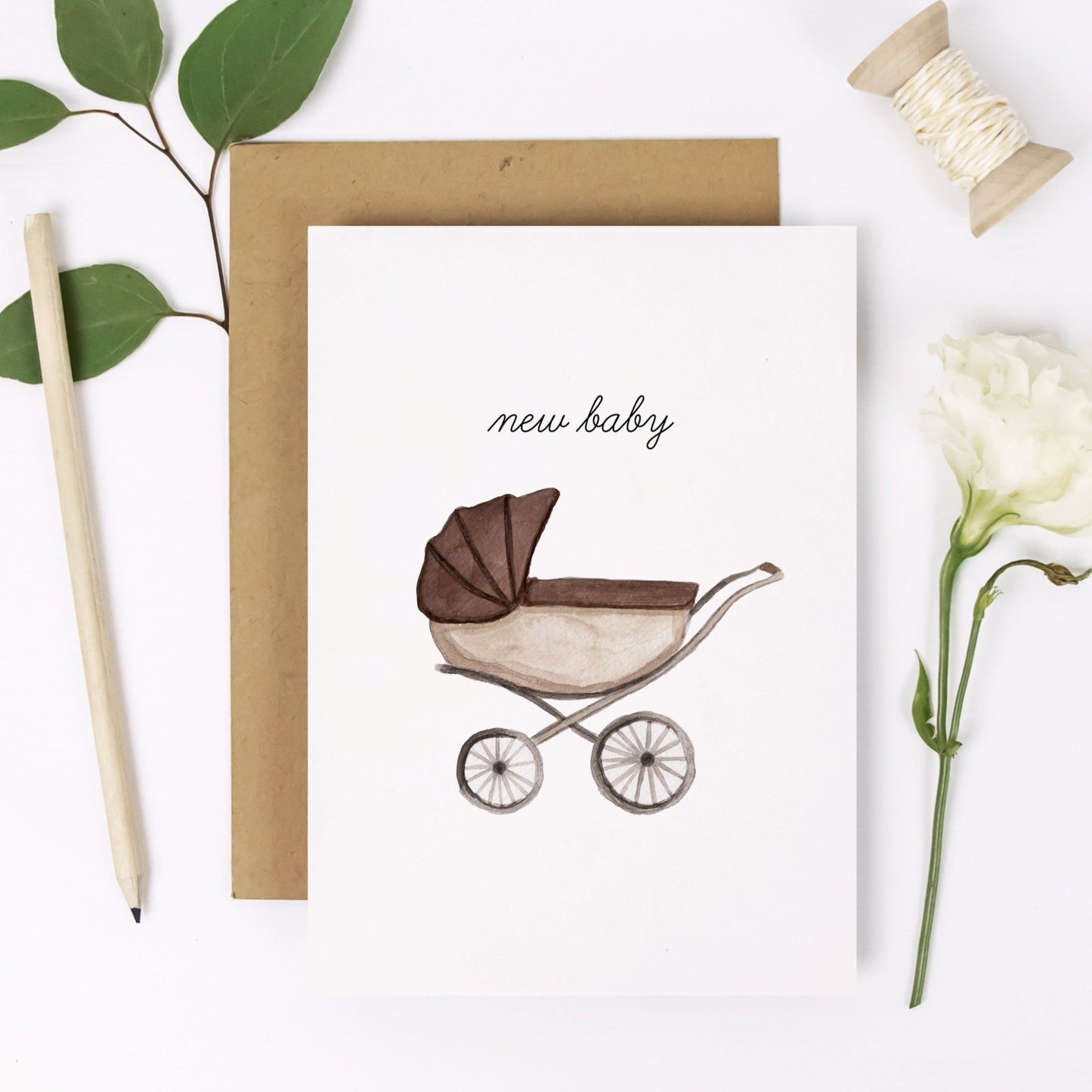 New Baby Pram Greeting Card
