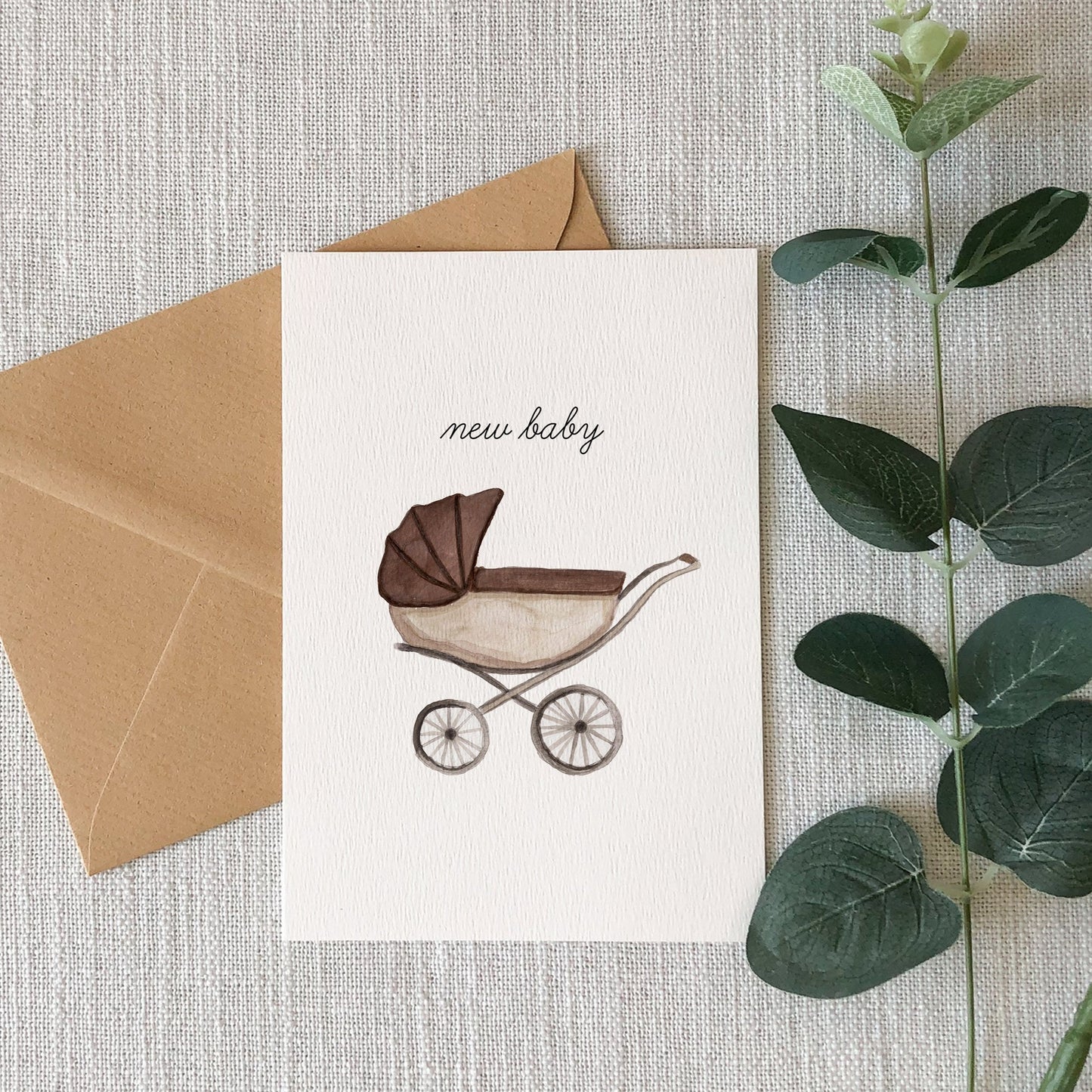 New Baby Pram Greeting Card