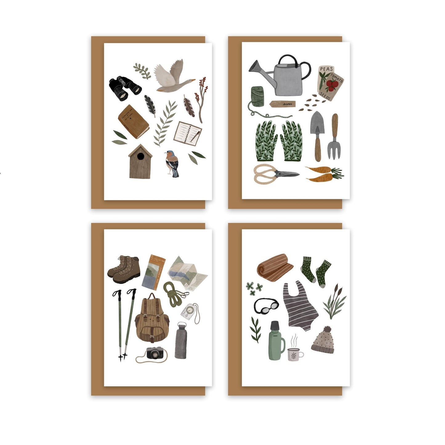 Pack of 4 Outdoor Activity Greeting Cards