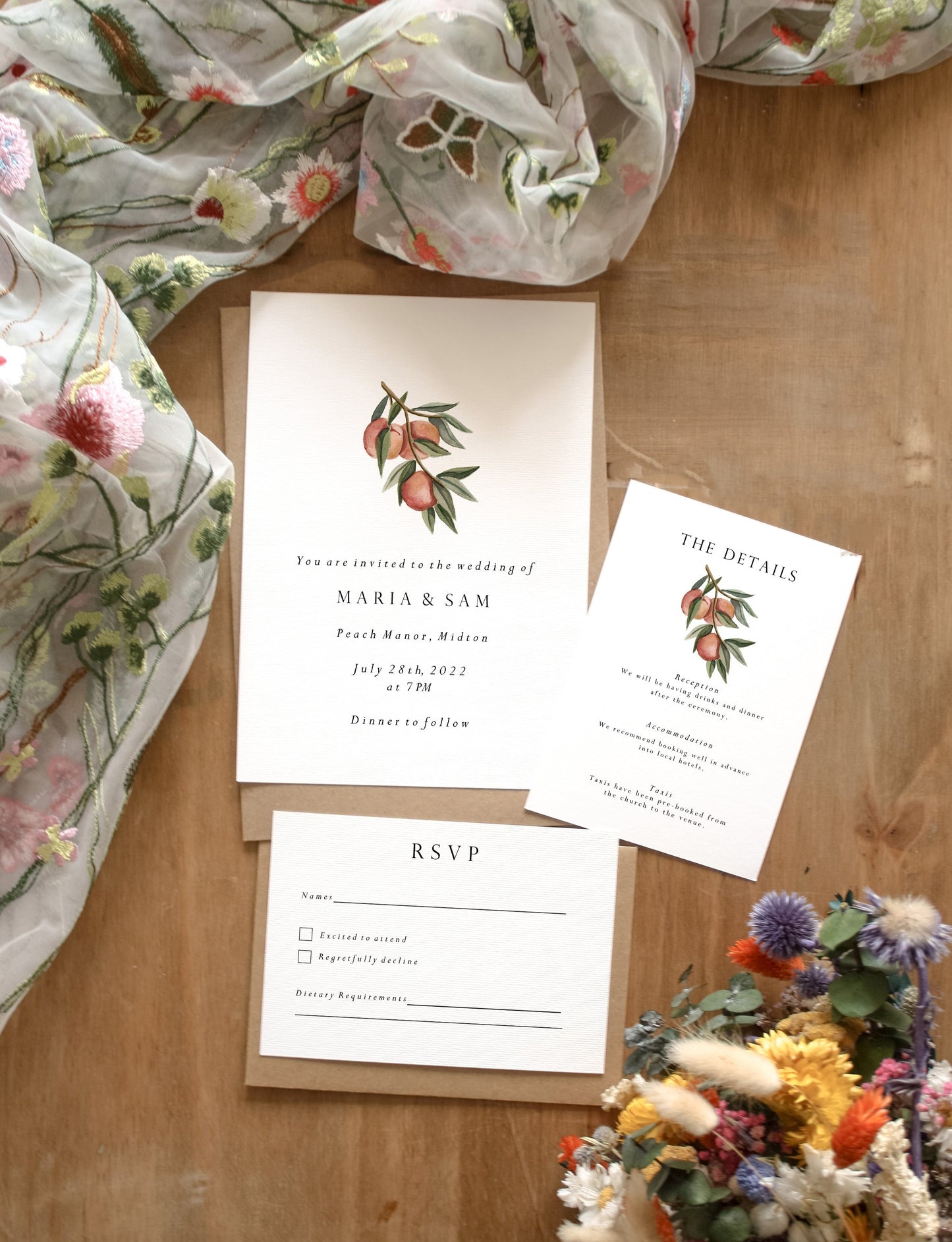 Peach Fruit Wedding Invitation