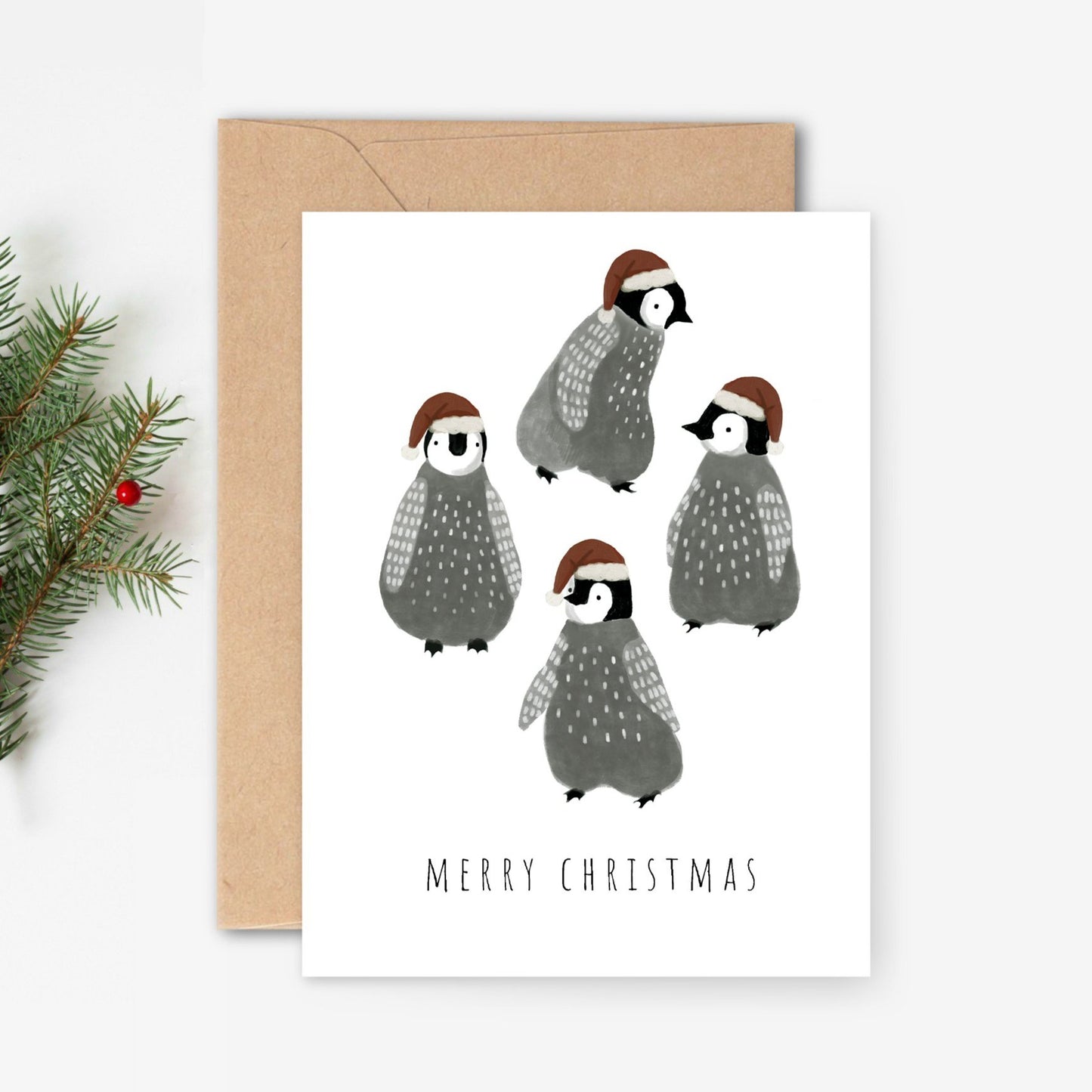 Penguin Chicks Christmas Card