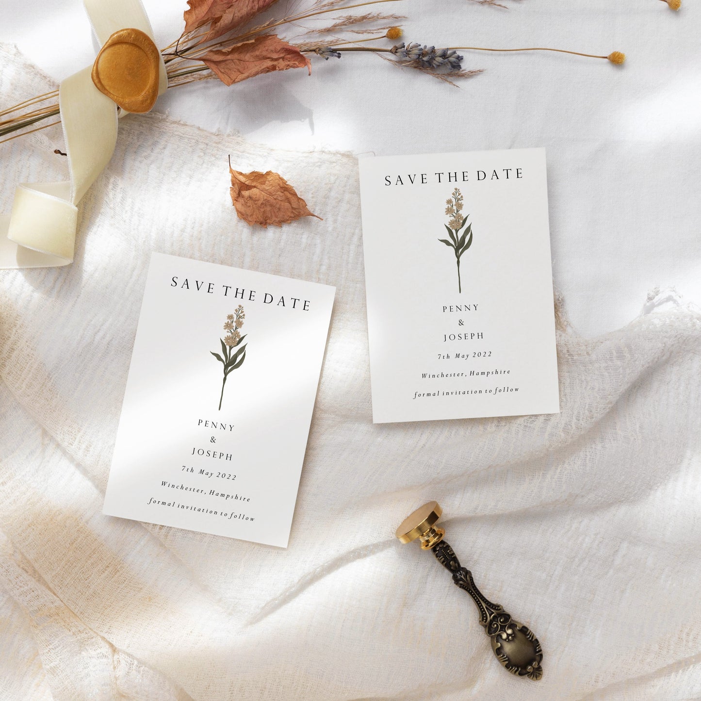 Dusky Pink Wildflower Save the Date