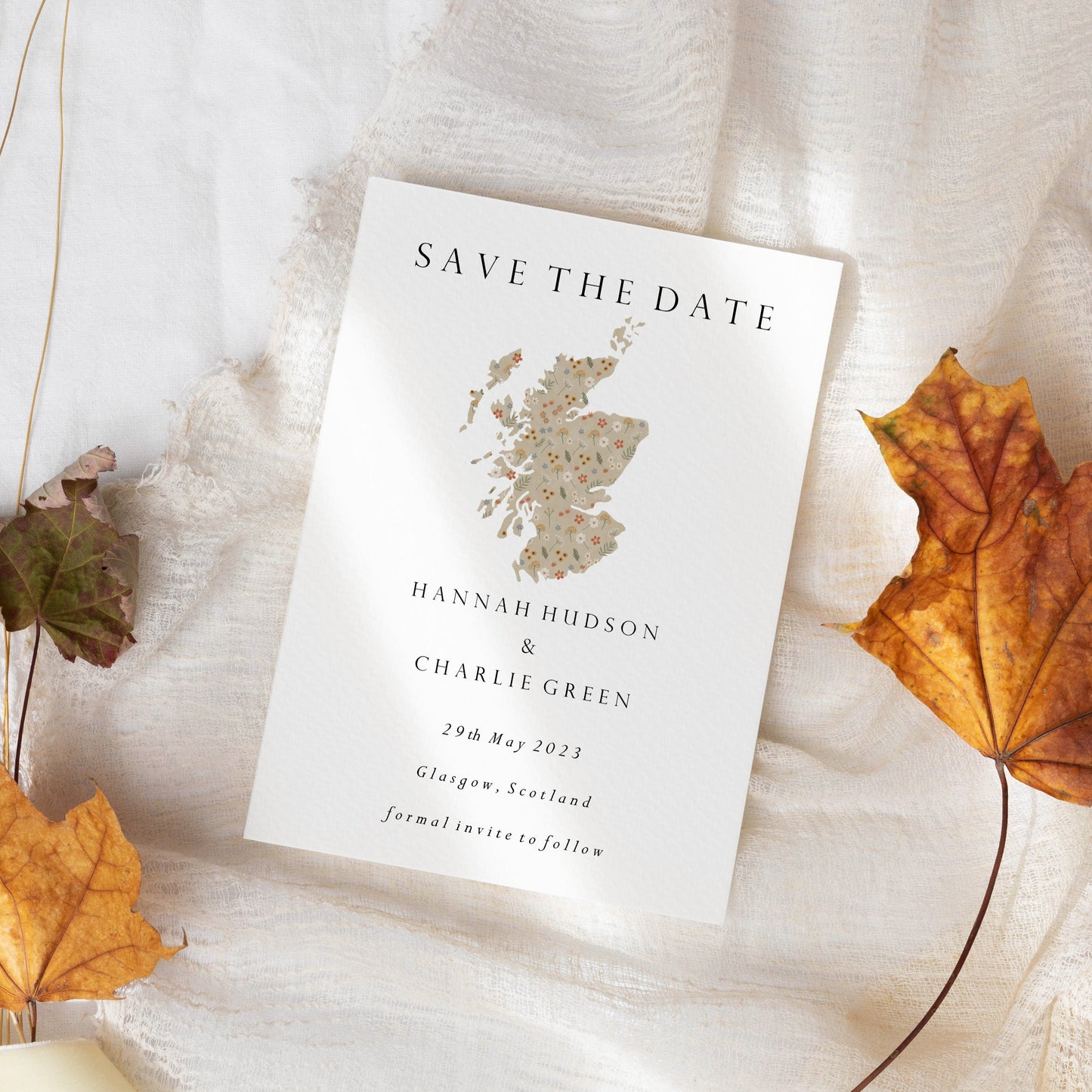 Scotland Floral Map Save the Date