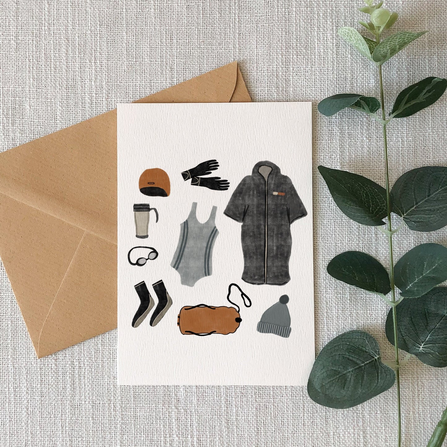Sea Swimming Illustrated Greeting Card