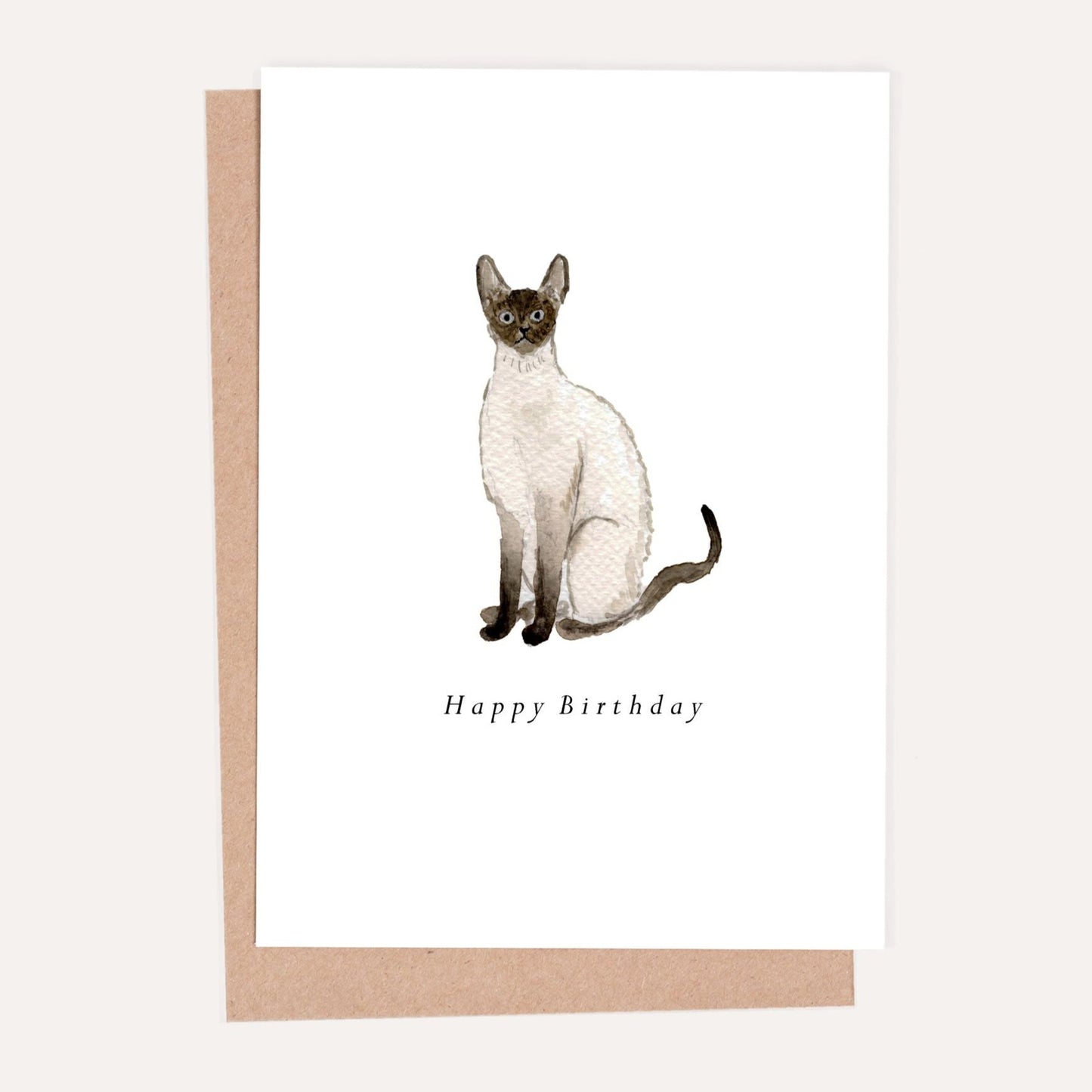 Siamese Cat Birthday Card by HeatherLucyJ. Pet Portrait Cat Greeting Card