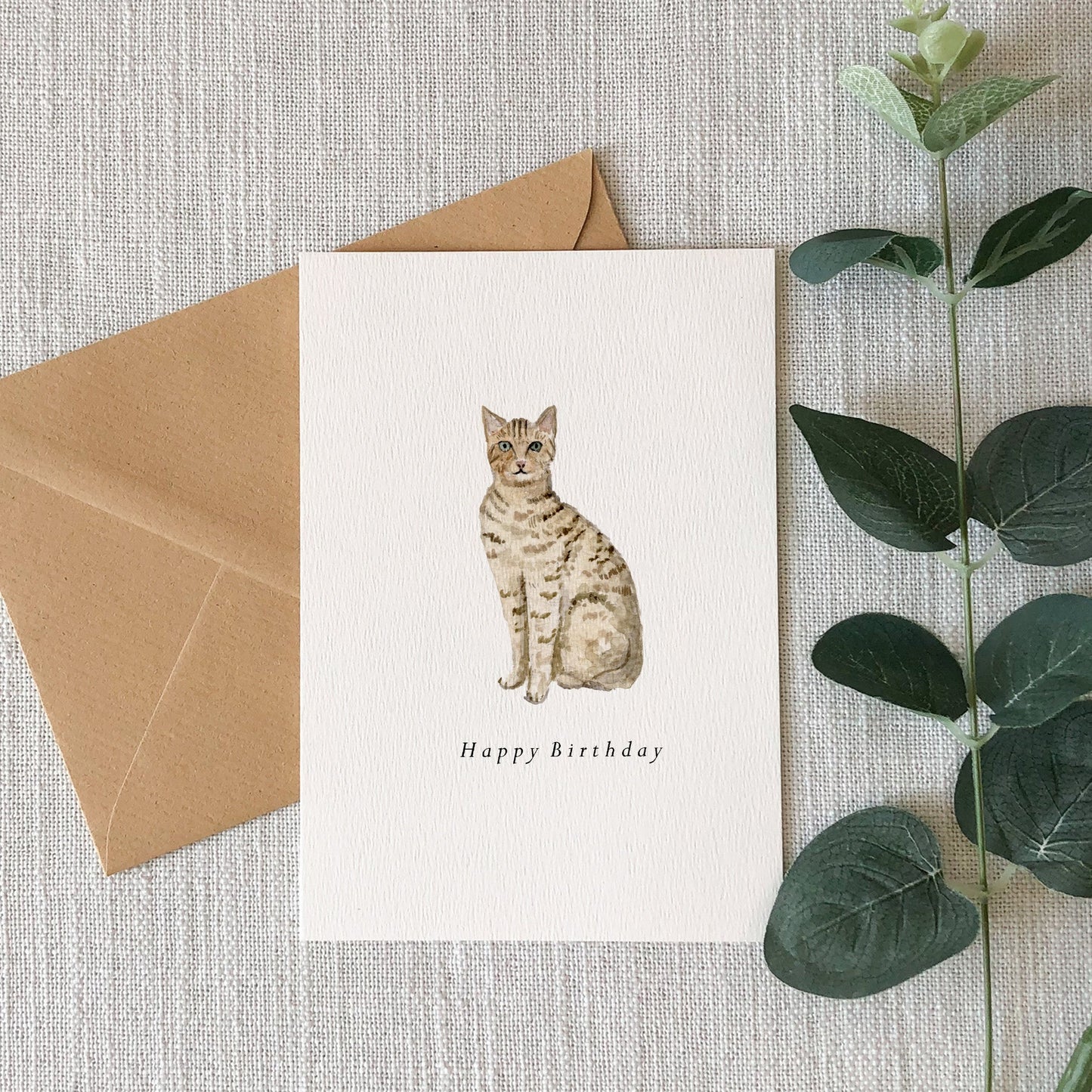 Tabby Cat Birthday Card by HeatherLucyJ. Pet Portrait Greeting Card