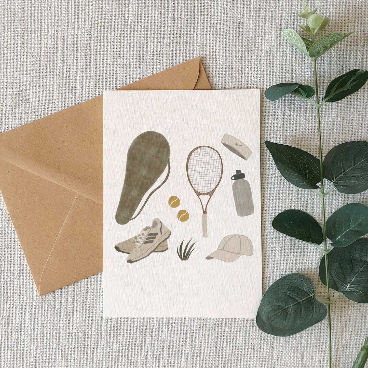 Tennis Essentials Illustrated Greeting Card