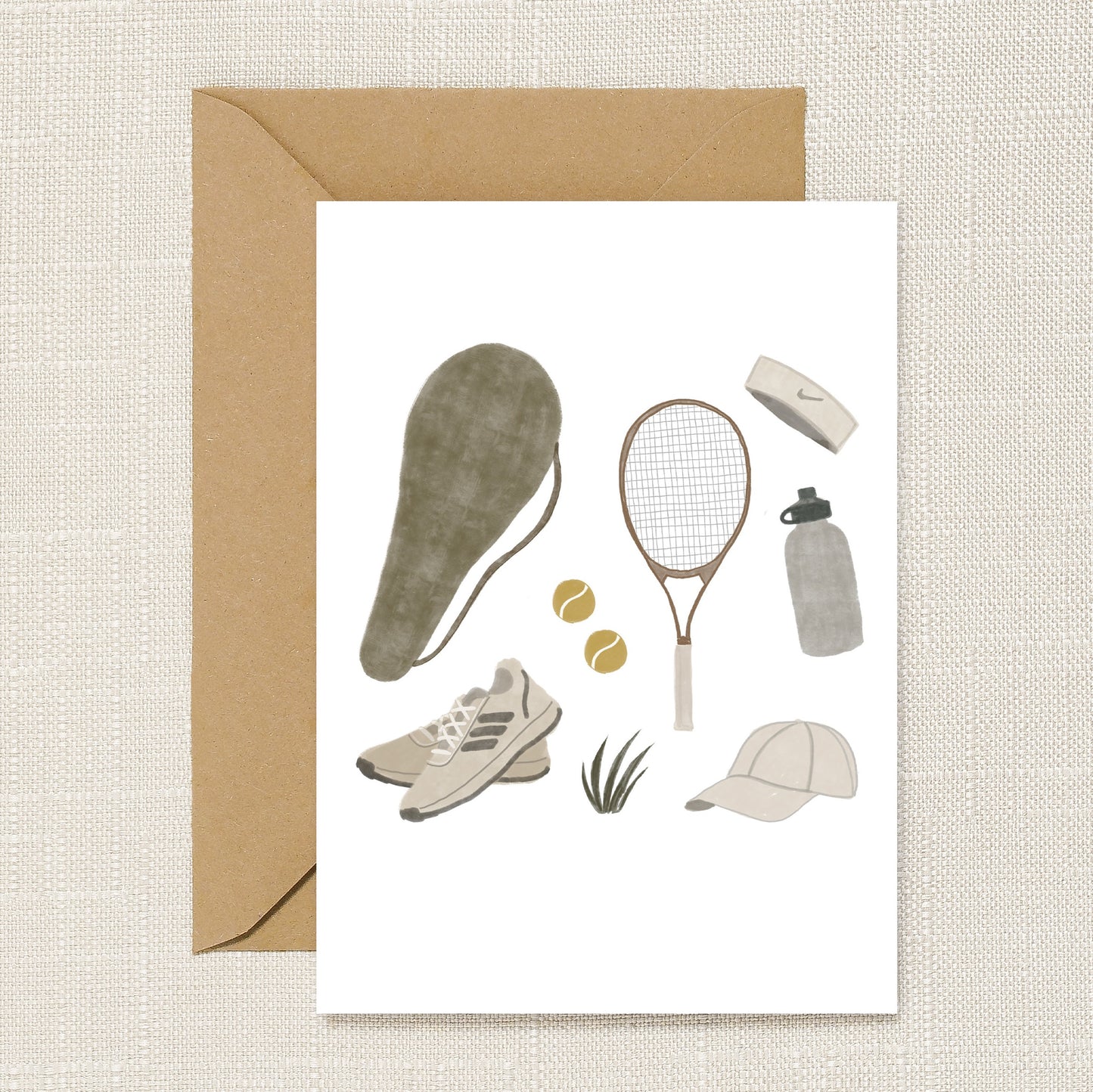 Tennis Essentials Illustrated Greeting Card